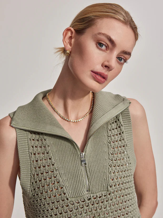 Bains Half Zip Tank in Seagrass