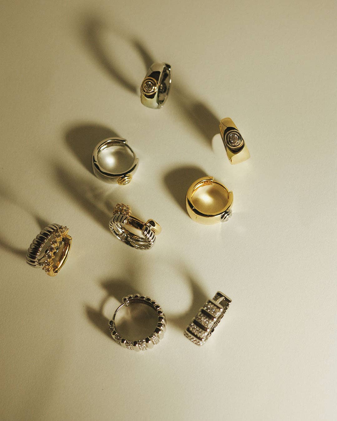 The Luna Bezel Hoops | Silver with Gold