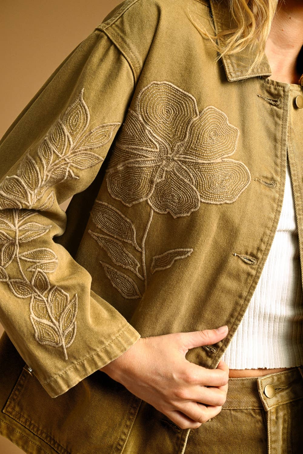 Oversized Embroidered Peony Jacket
