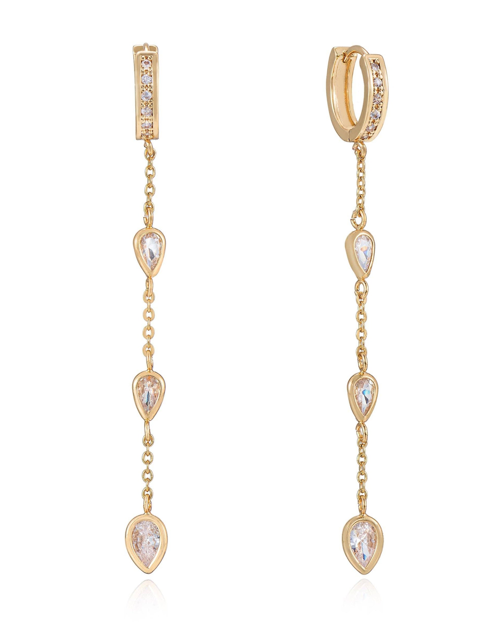 Bezel Crystal Huggie Dangle Earrings