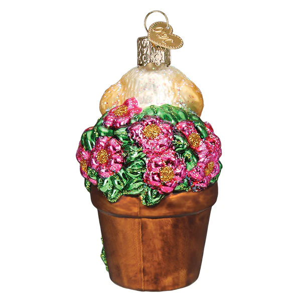 Puppy In Flower Pot Ornament