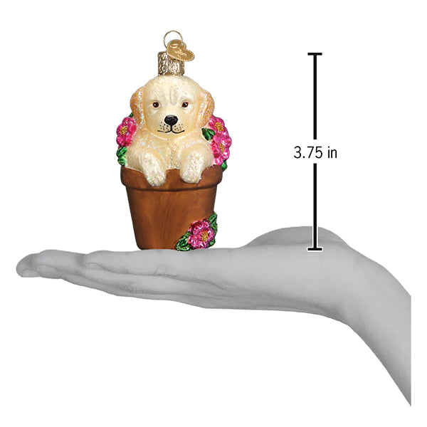 Puppy In Flower Pot Ornament