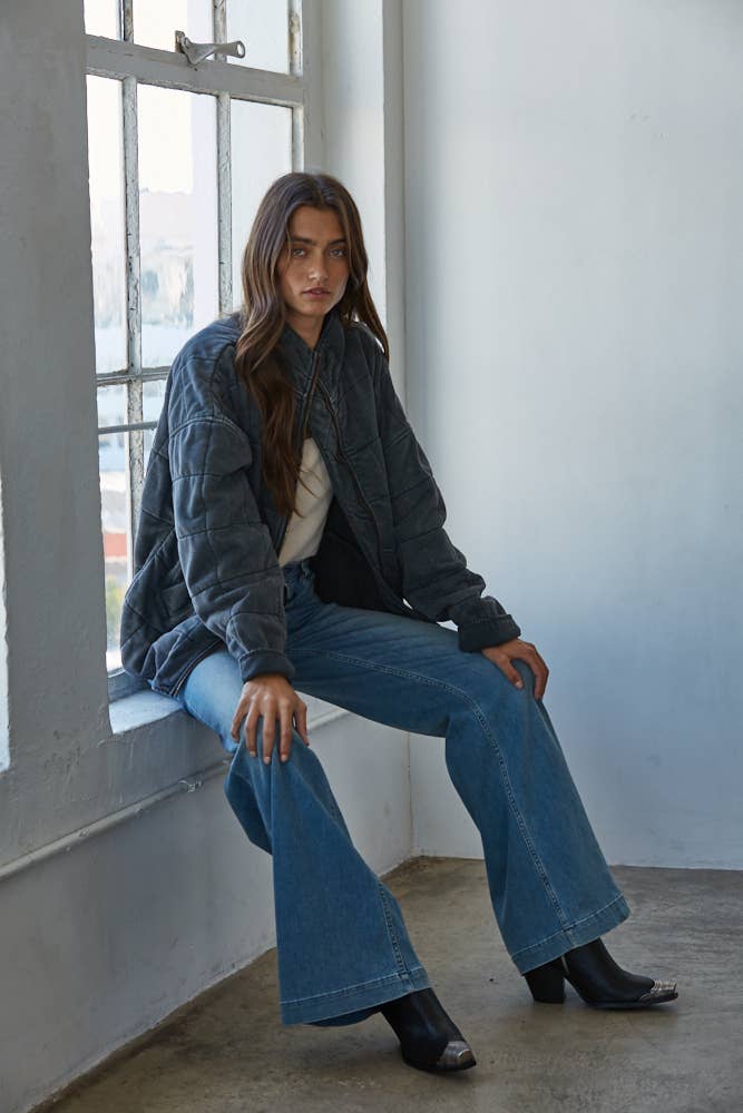 Washed Quilted Knit Jacket