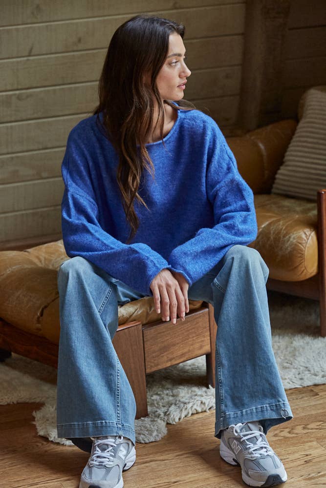 Rolled Edge Knit Sweater