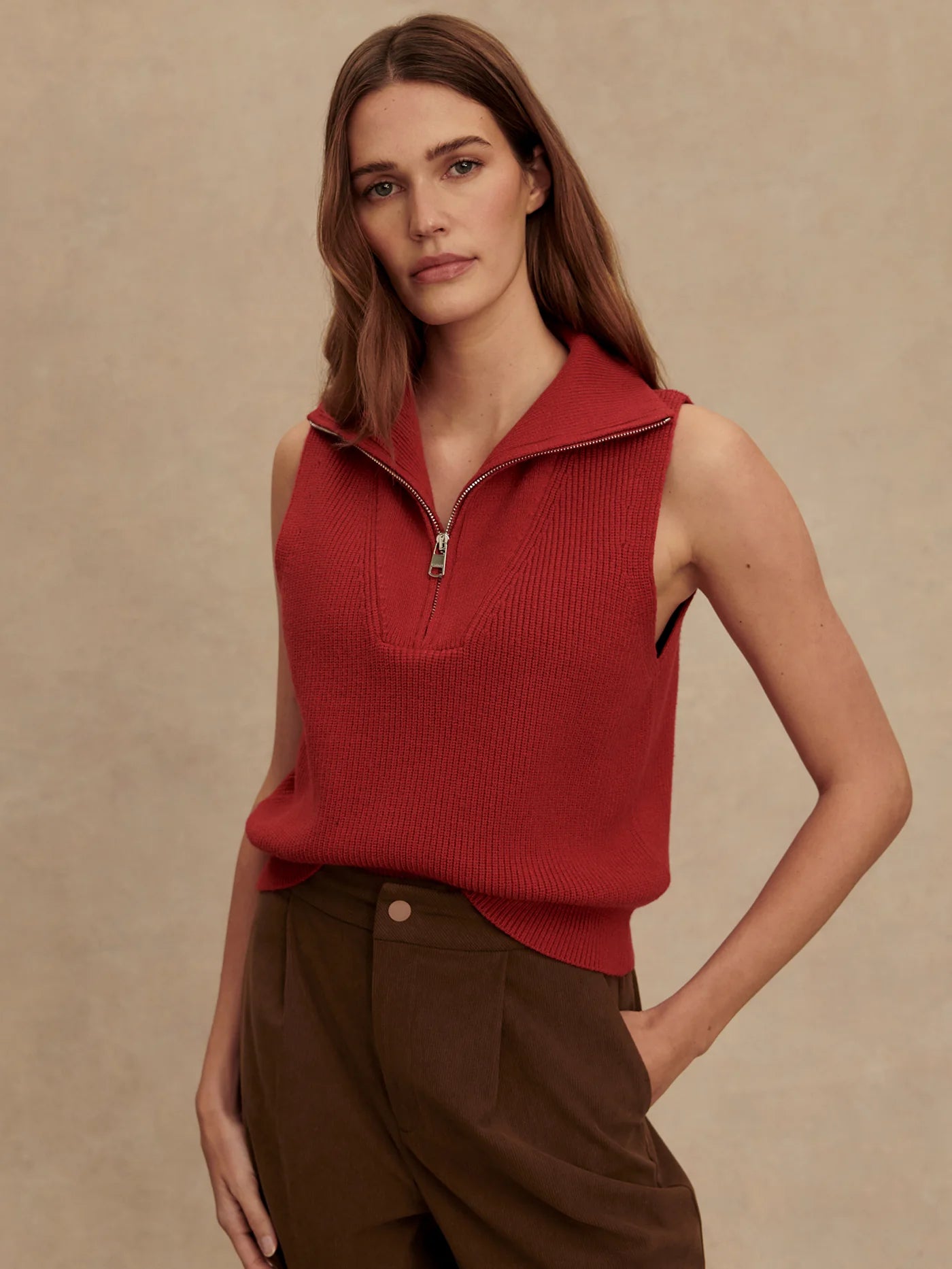 Amina Half Zip Knit | Lava Falls