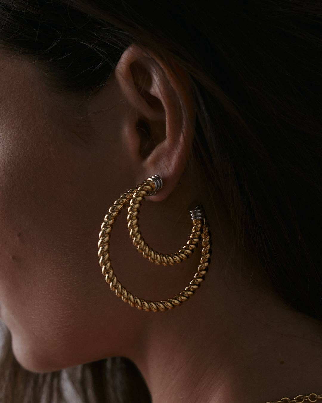 The XL Sierra Rope Hoops | Gold with Silver