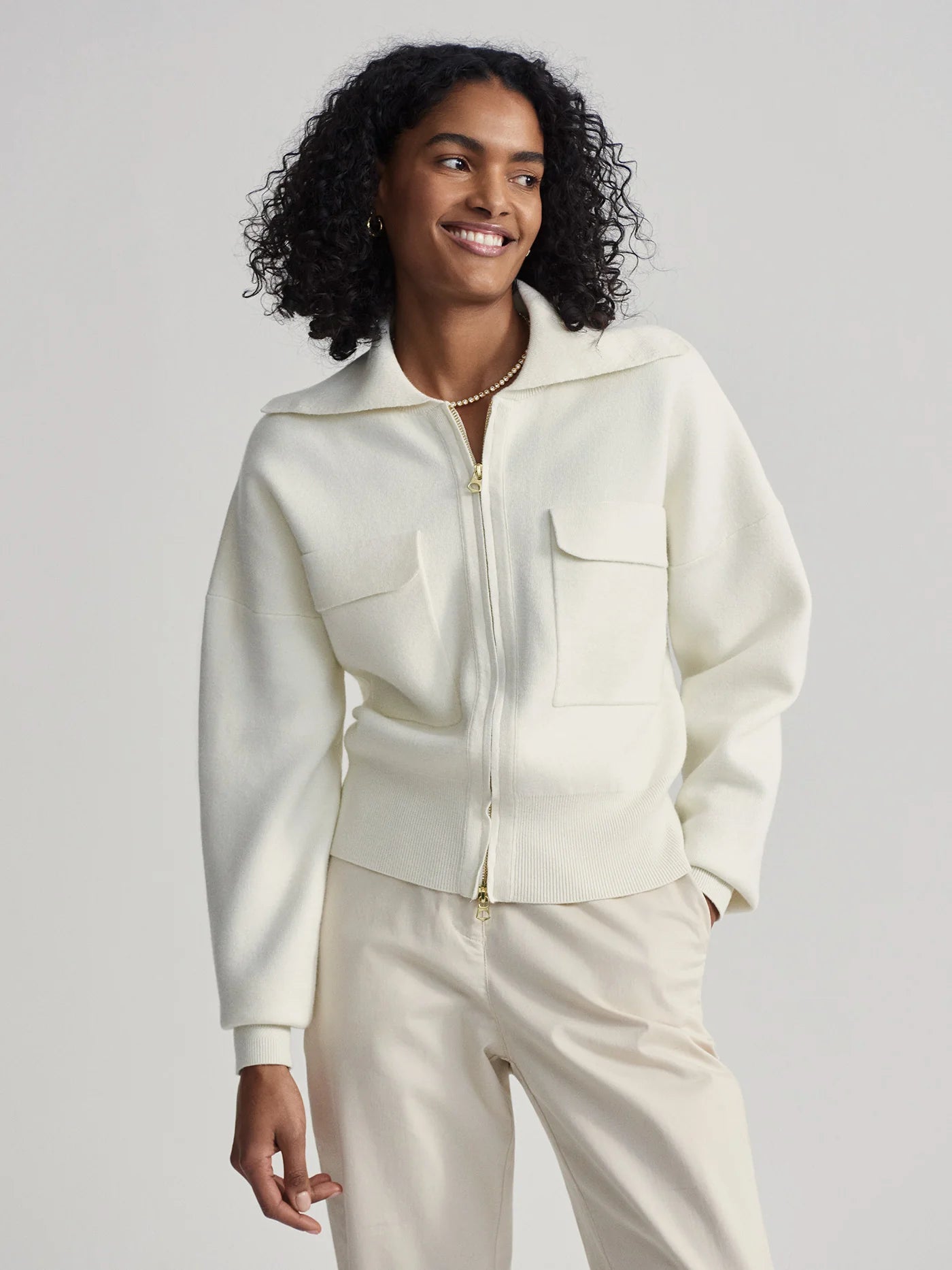 Felise Relaxed Knit Jacket | Egret