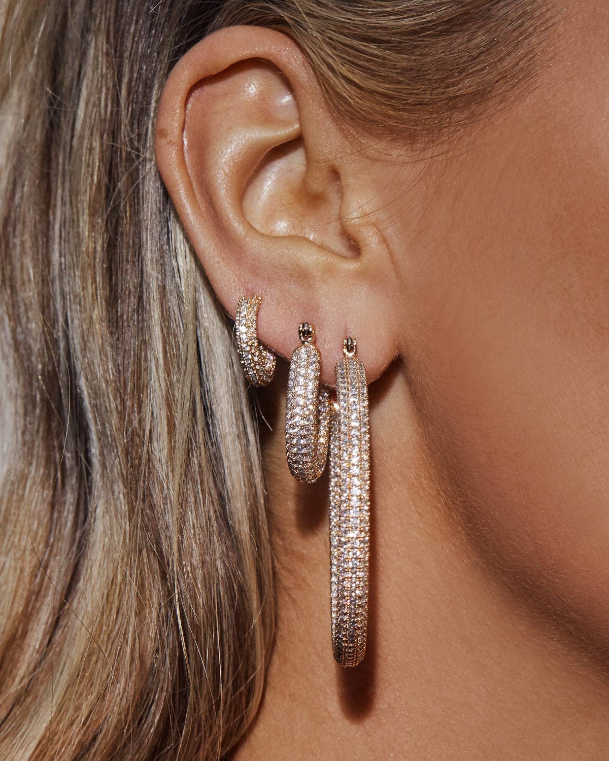 Pave Baby Amalfi Hoops | Gold