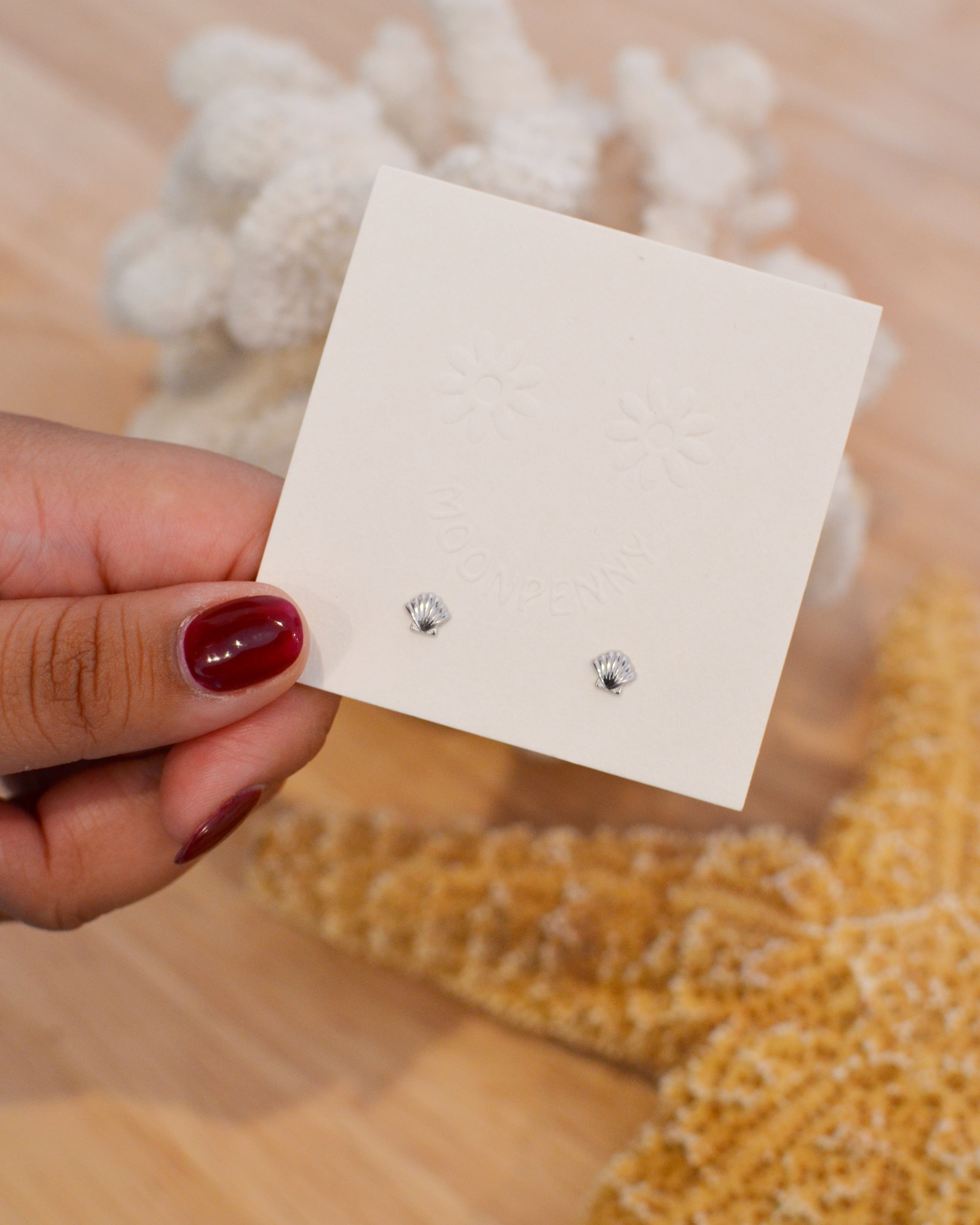 Fan Shell Stud | Silver