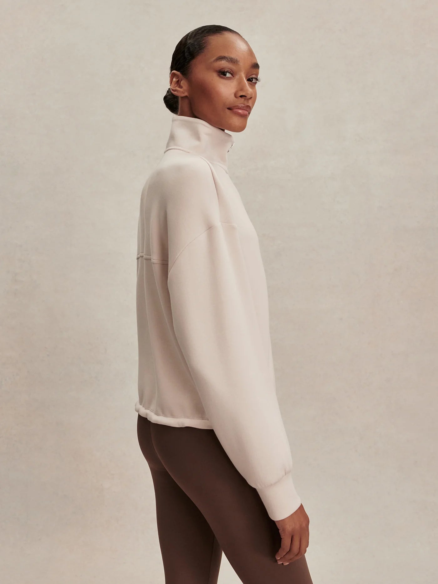 Sian Cropped Half Zip Midlayer | Silver Grey