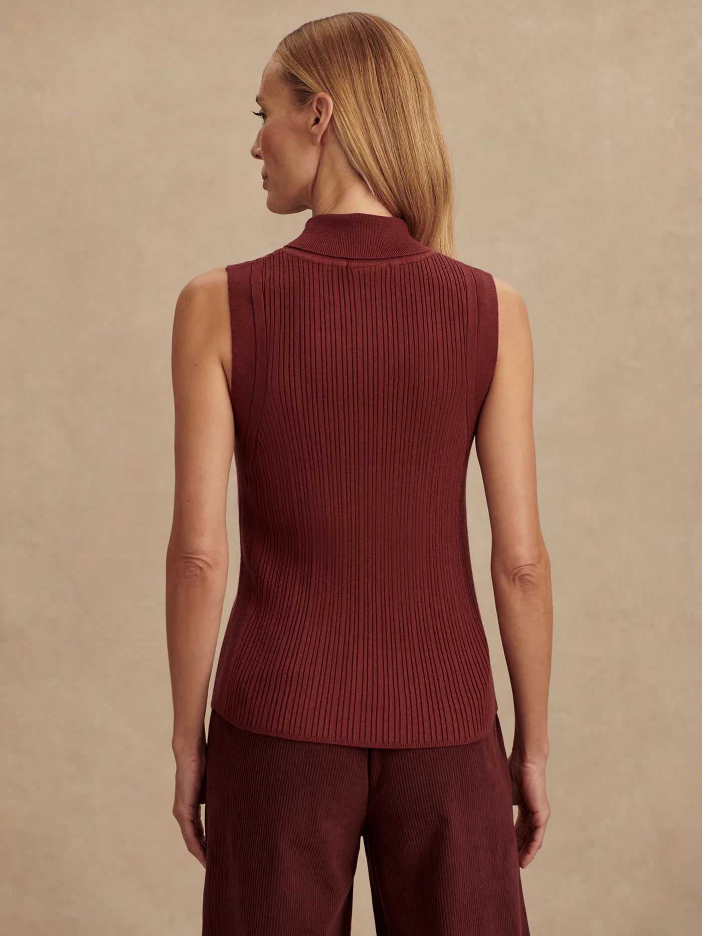 Anastasia Rib Knit Tank | New Maroon
