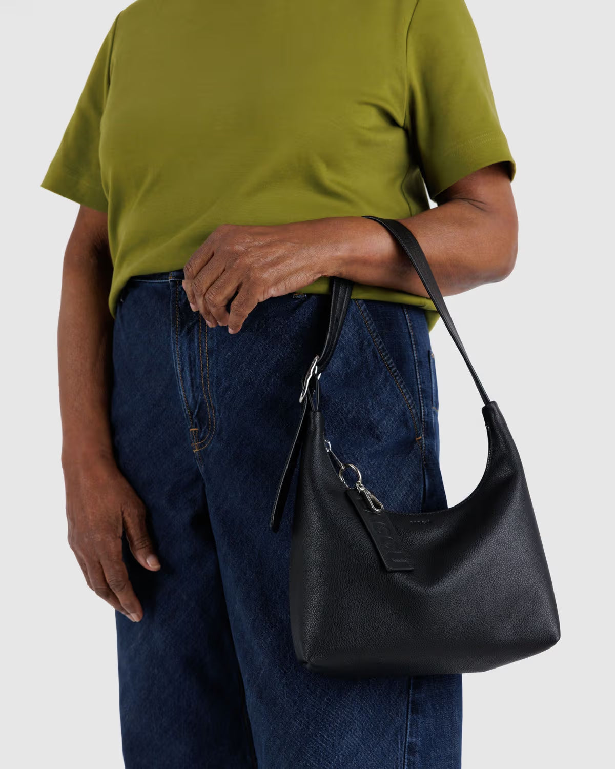 Mini Recycled Leather Shoulder Bag | Black