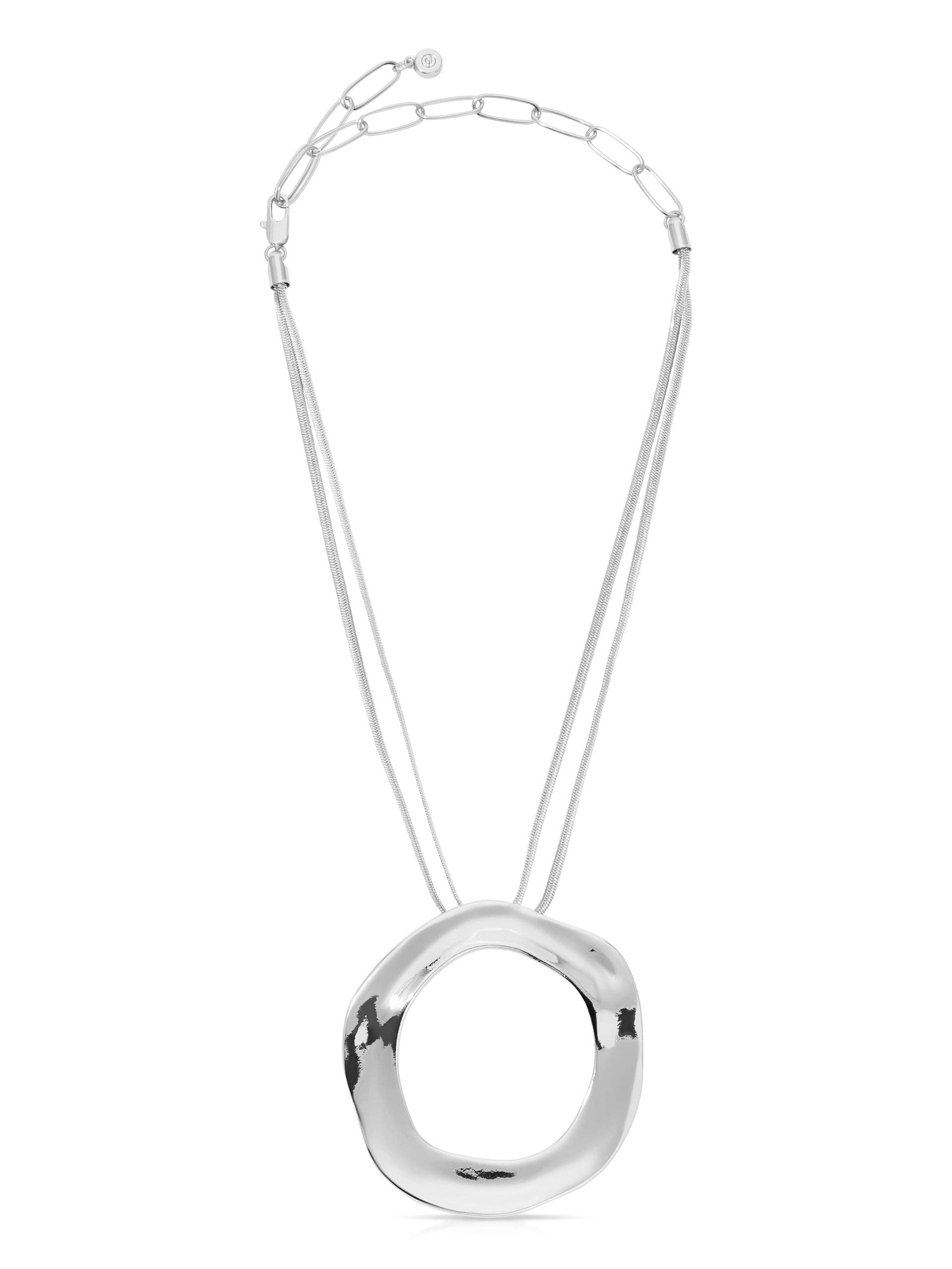 Open Circle Statement Necklace | Silver