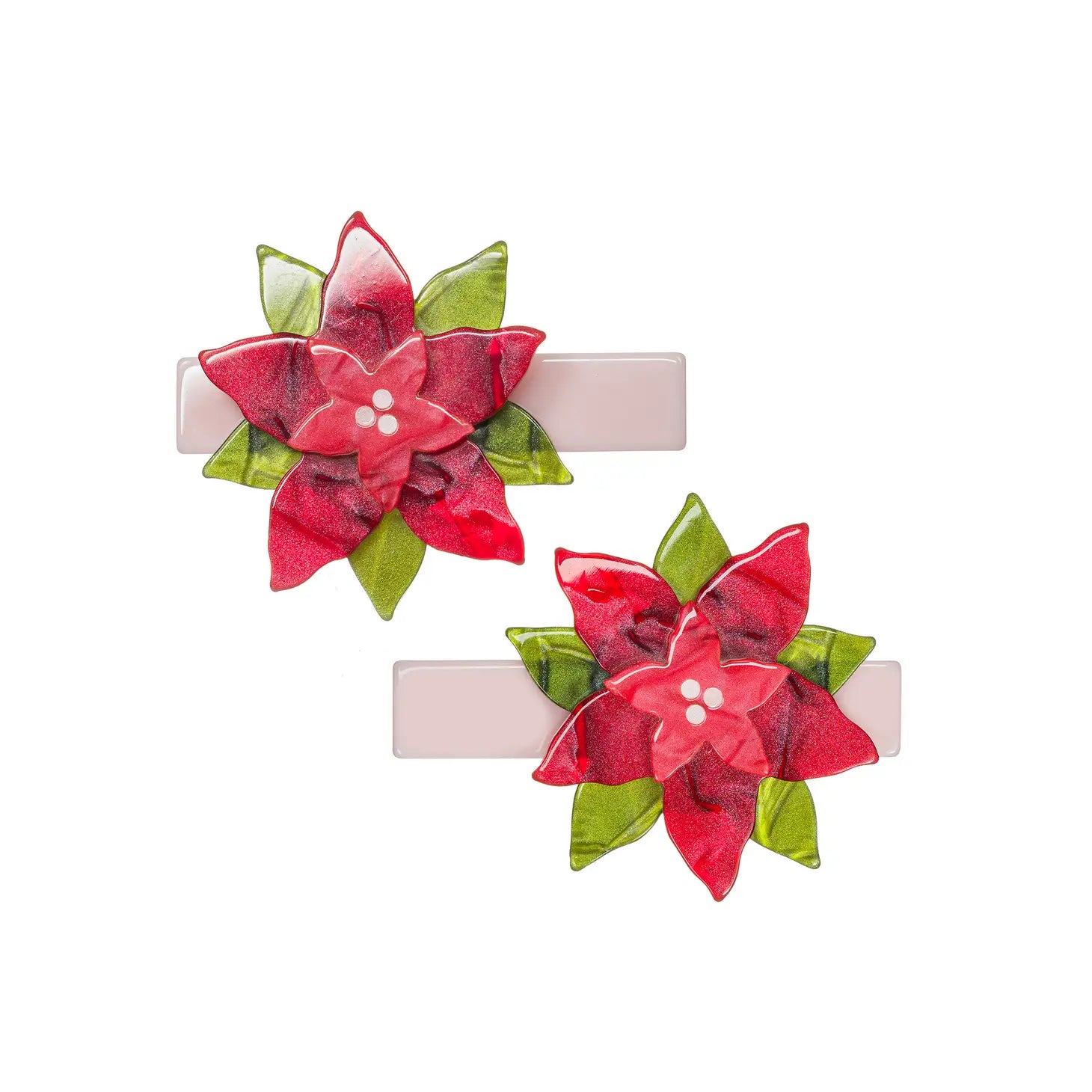 Poinsettia Pearlized Alligator Clips