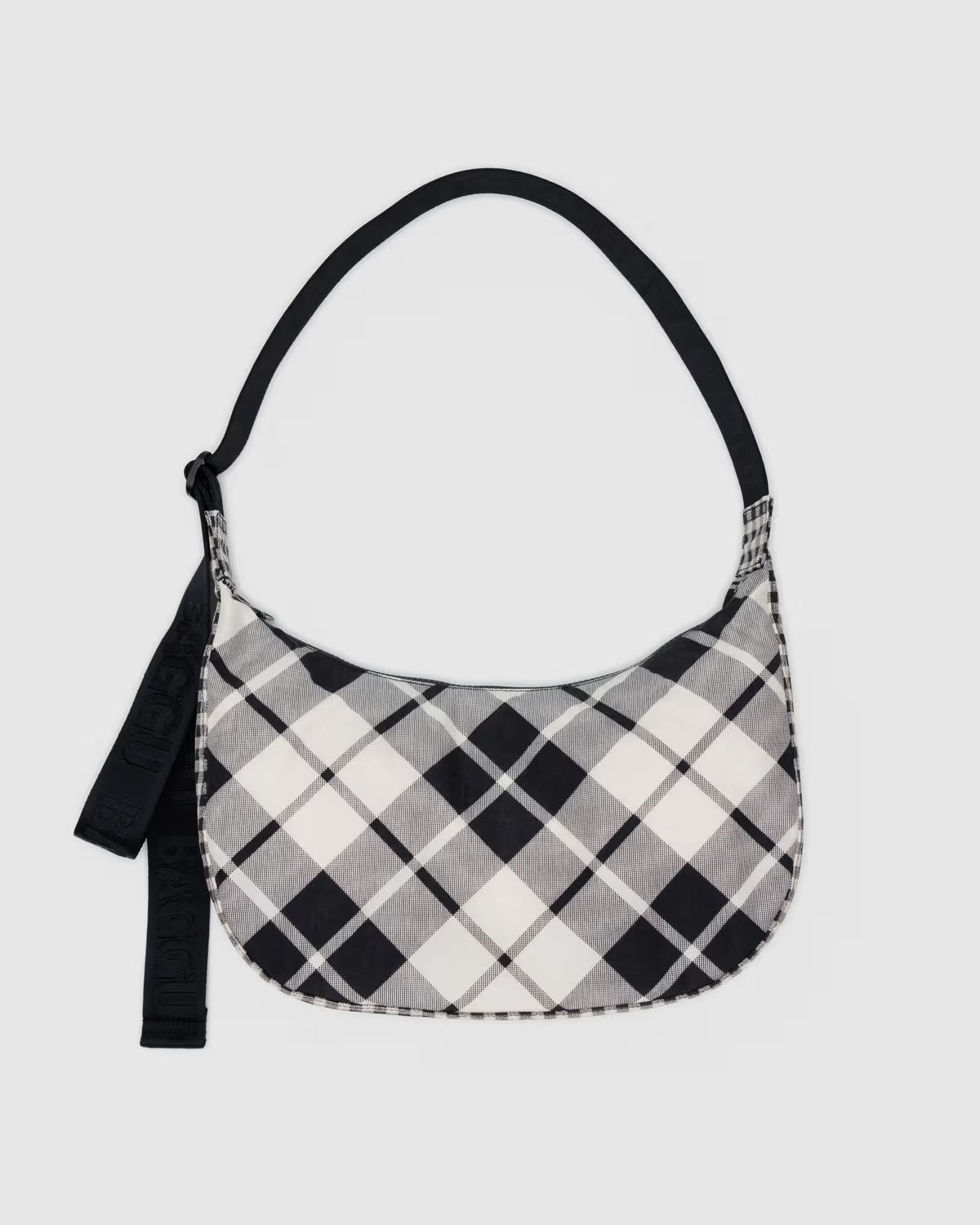 Medium Nylon Crescent Bag | Mixed Plaid