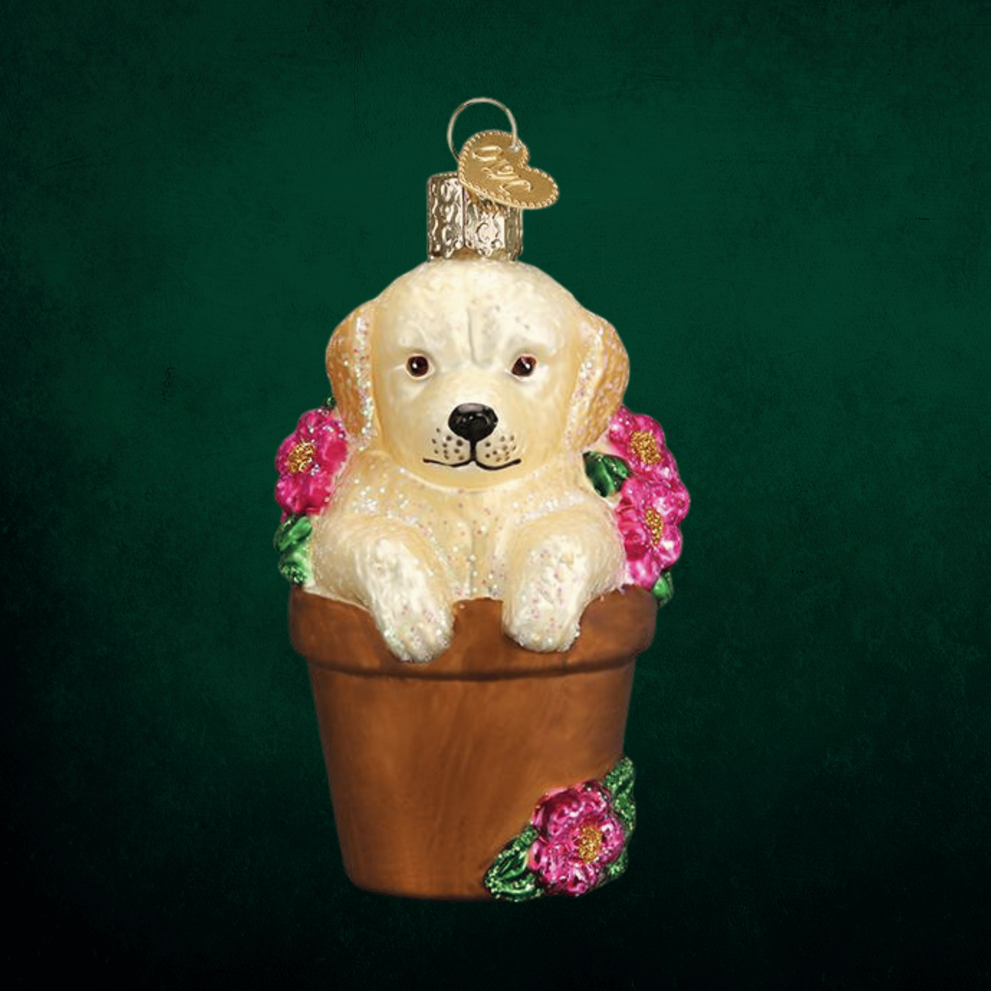 Puppy In Flower Pot Ornament