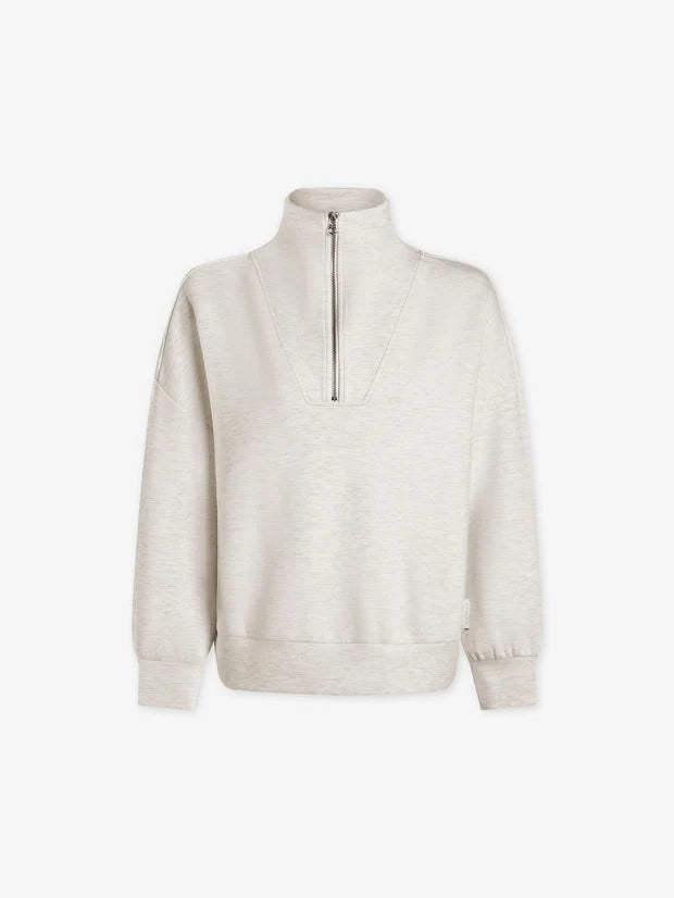 Hawley Half Zip Sweat in Ivory Marl