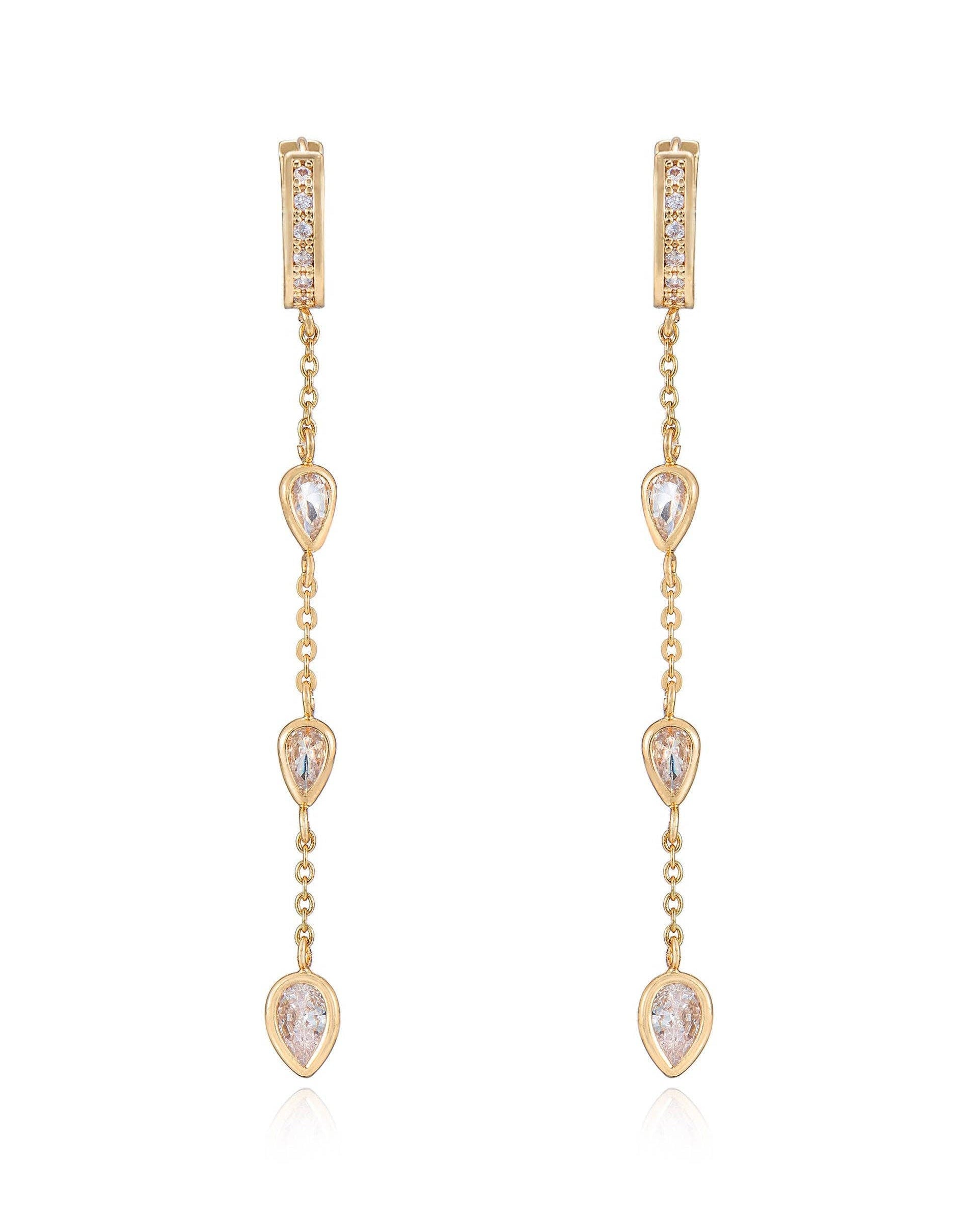 Bezel Crystal Huggie Dangle Earrings