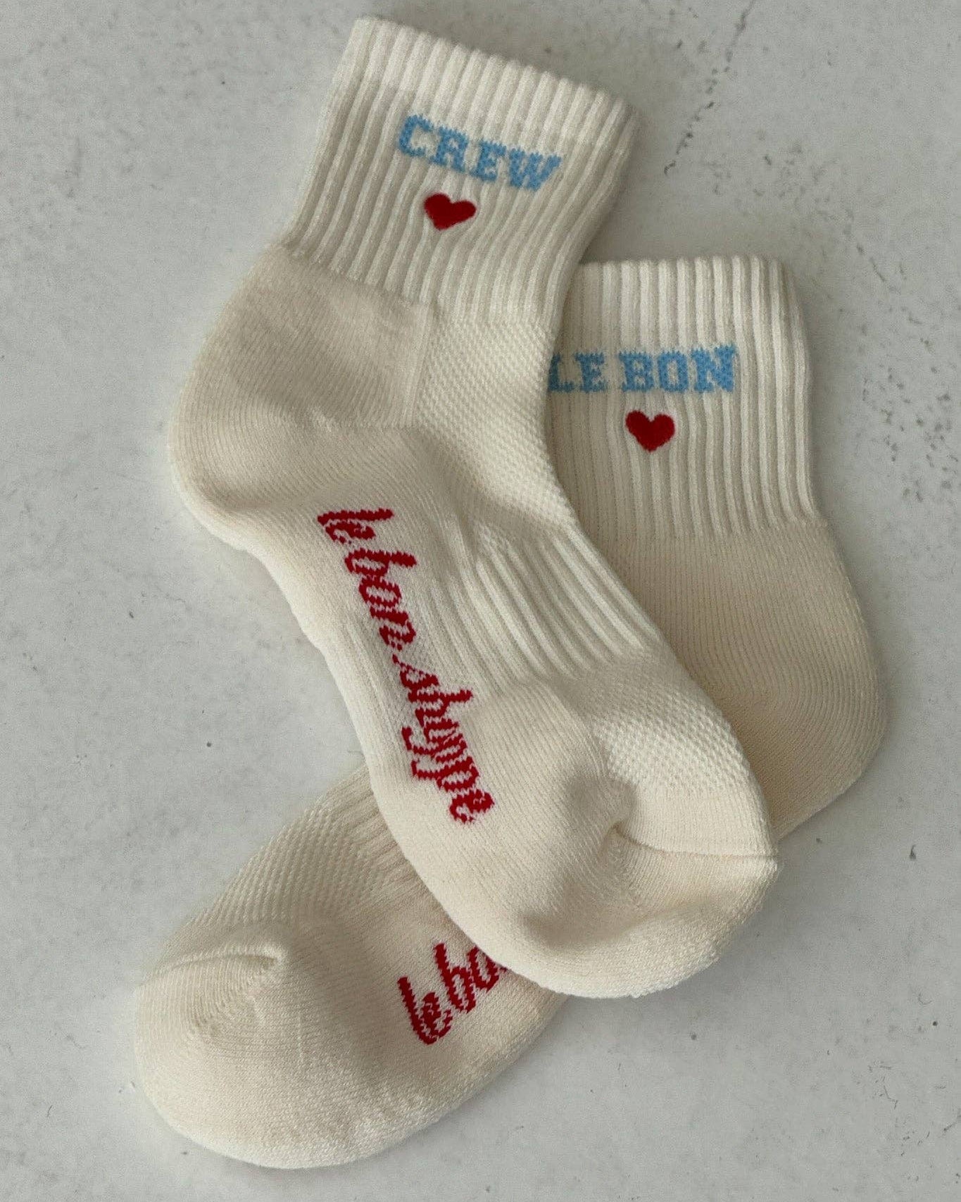 Embroidered Crew Socks in Vanilla