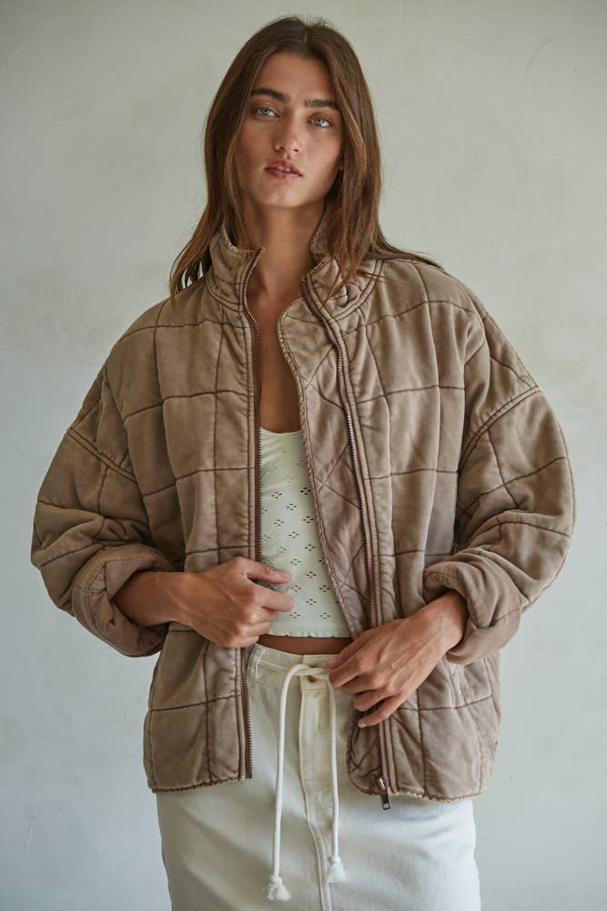 Washed Quilted Knit Jacket