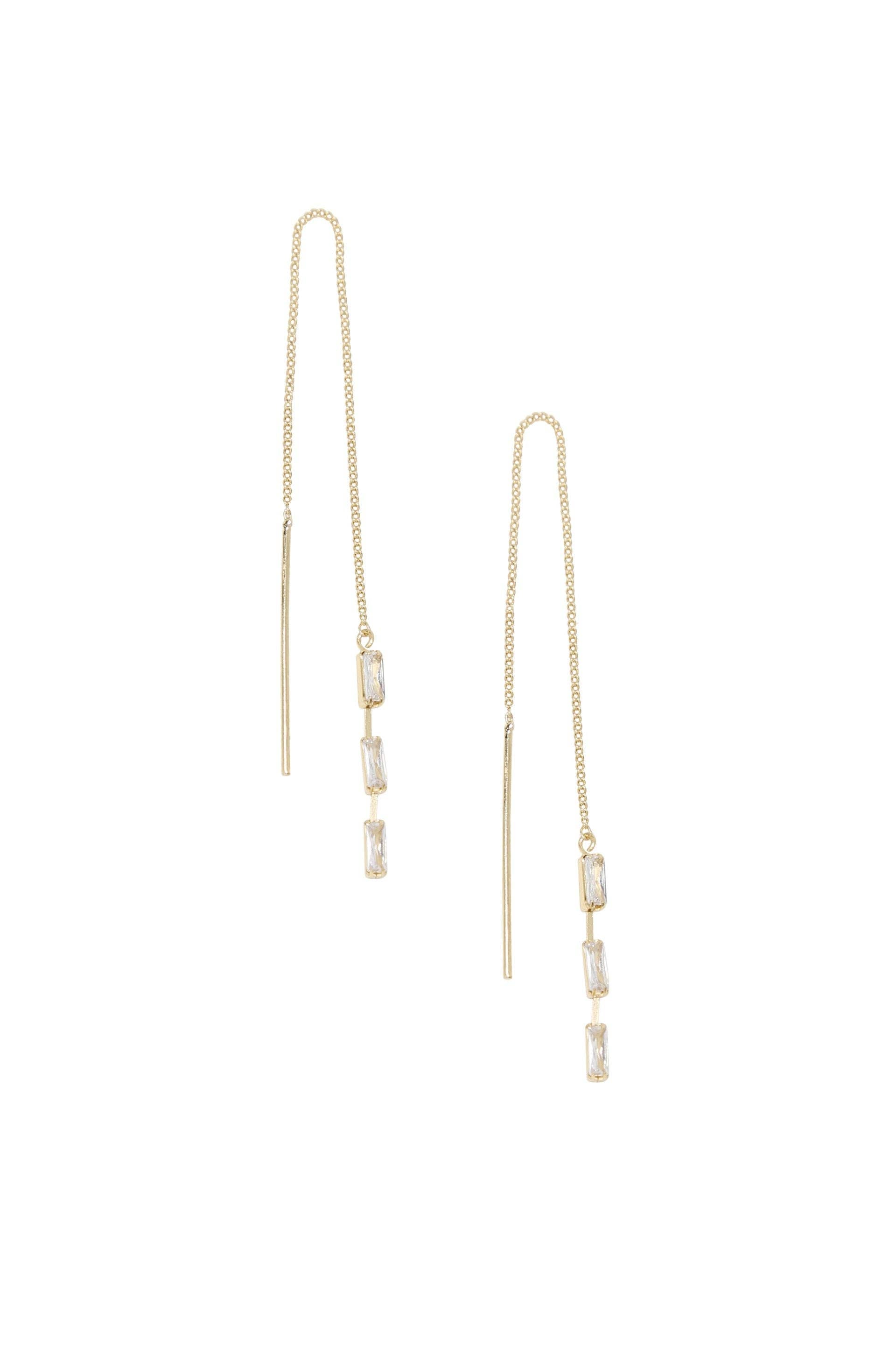 Crystal Baguette Threader Earrings