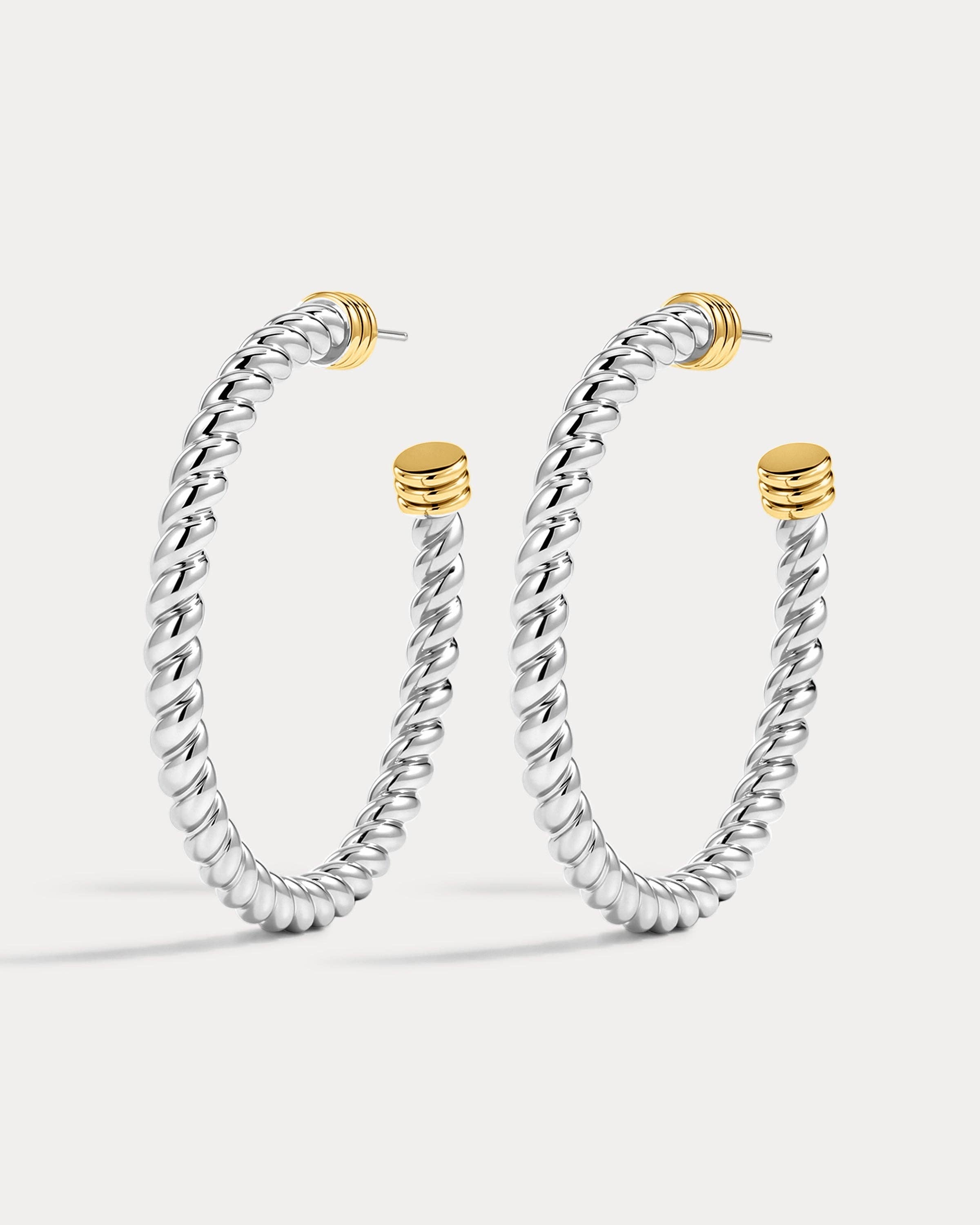 The XL Sierra Rope Hoops | Silver with Gold