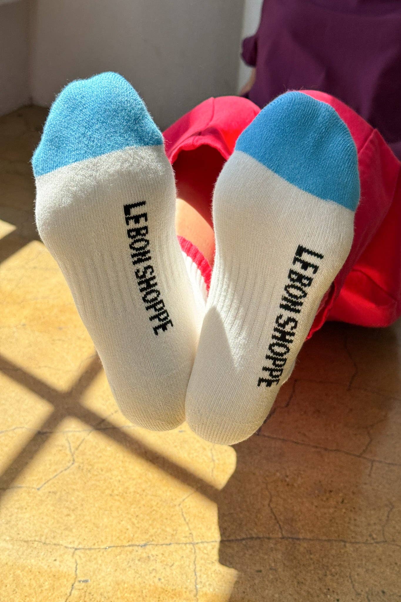 Color Block Girlfriend Socks in Blue Red