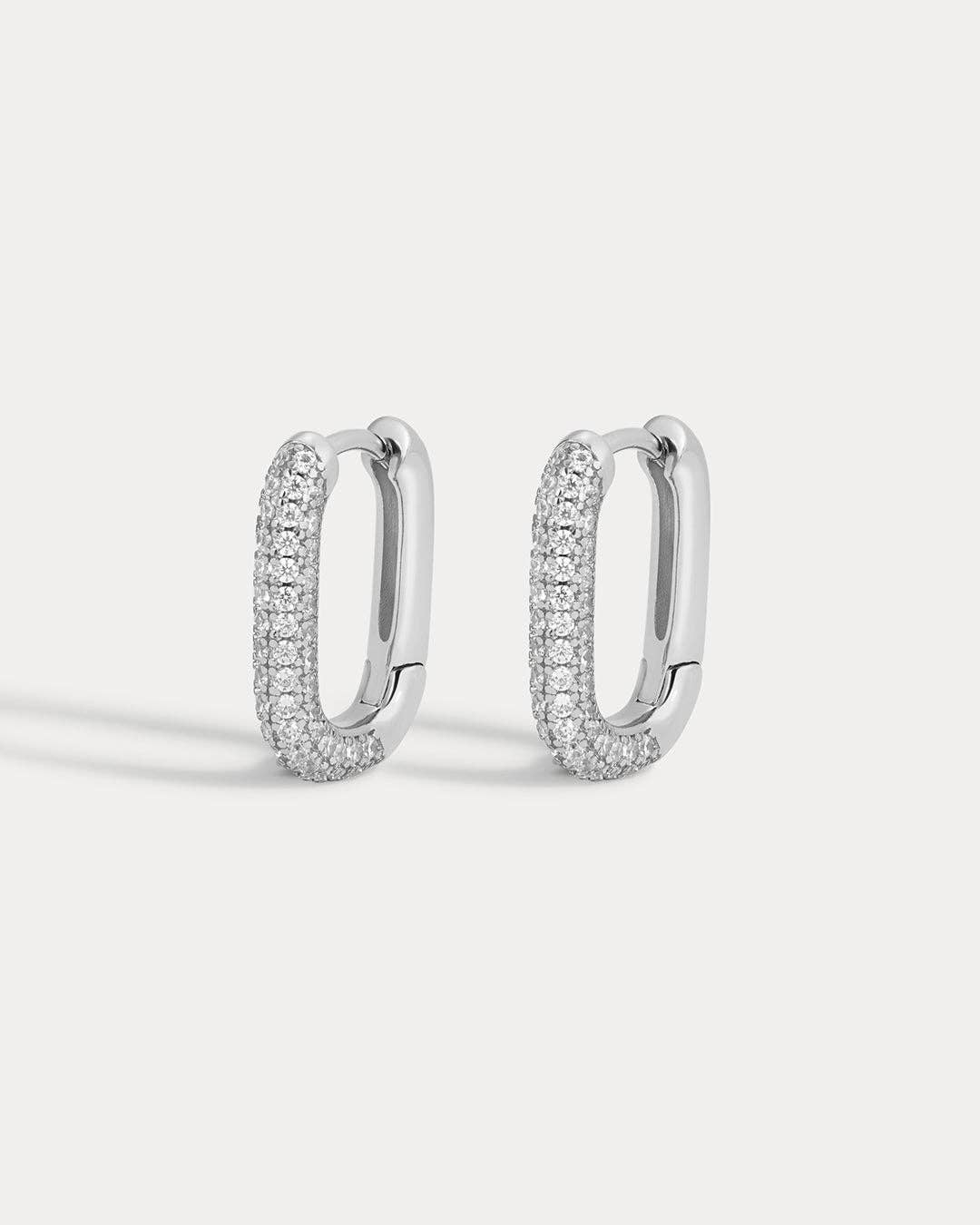 Pave Chain Link Huggies