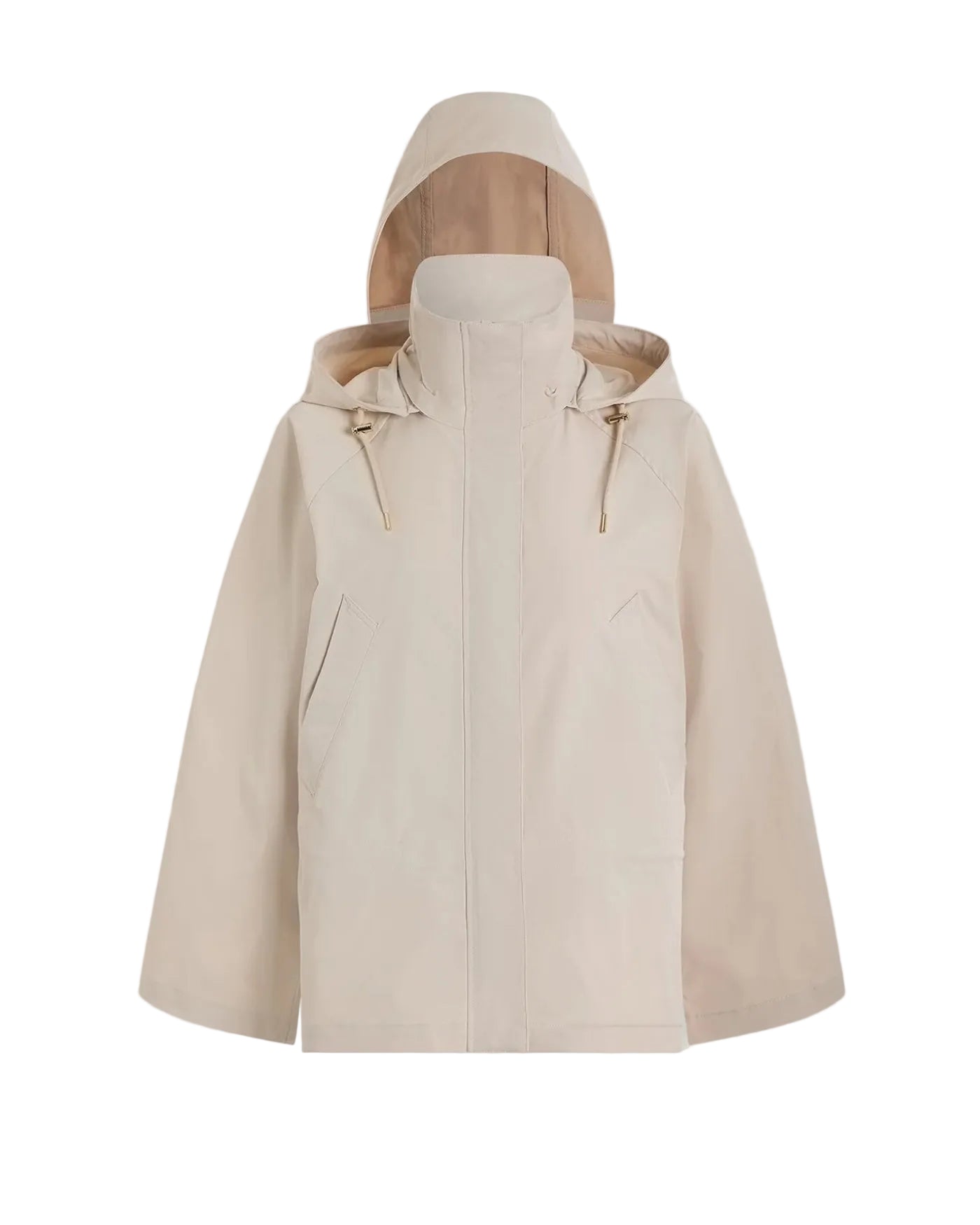 Beige hooded jacket on a white background