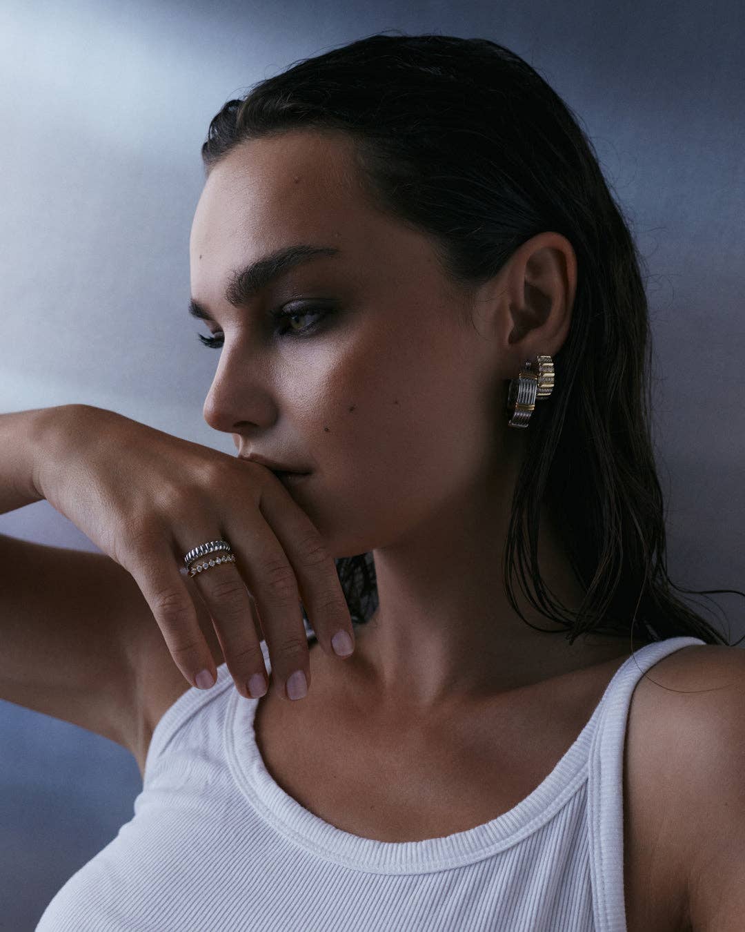 The Two-Tone Sierra Bar Hoops | Silver