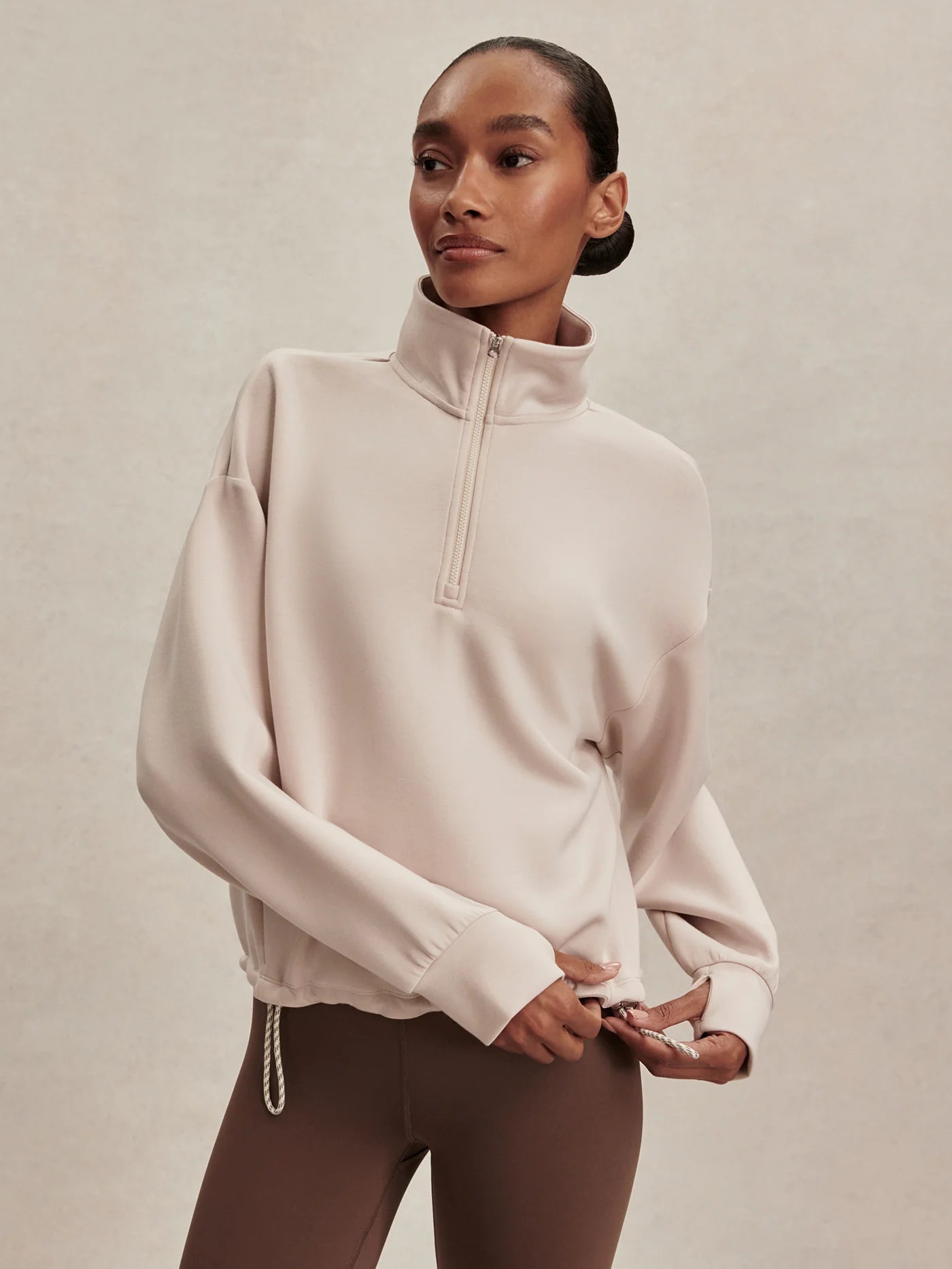 Sian Cropped Half Zip Midlayer | Silver Grey