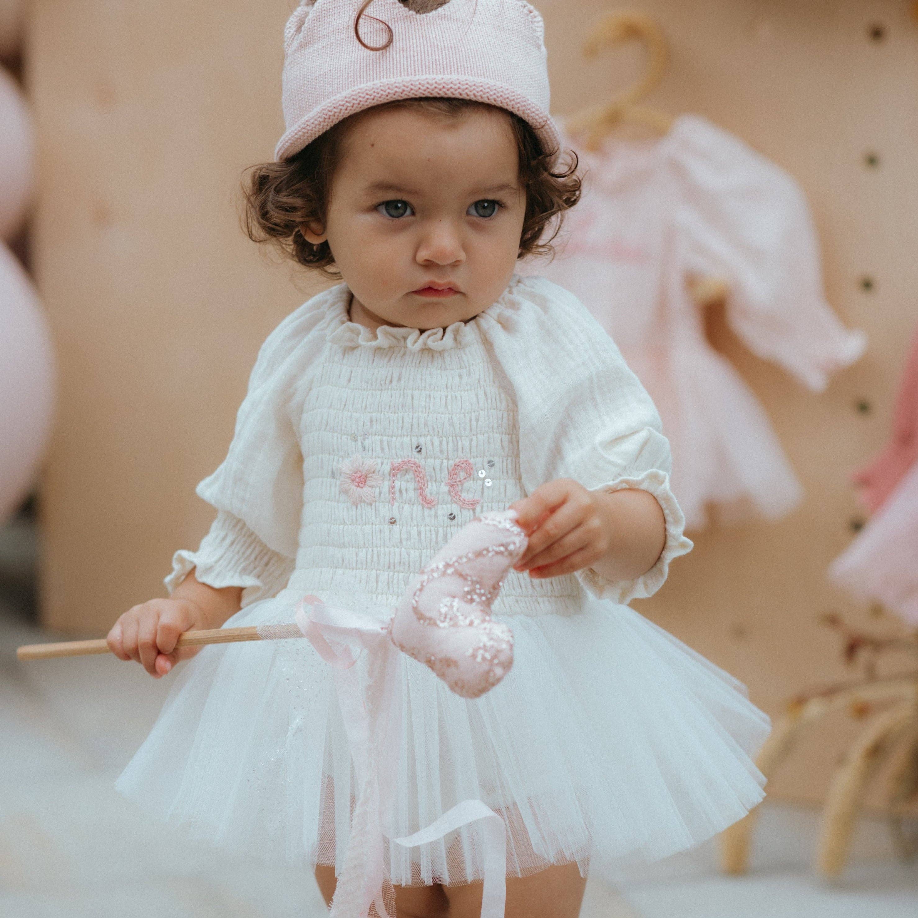 'One' Long Sleeve Tutu | Ivory