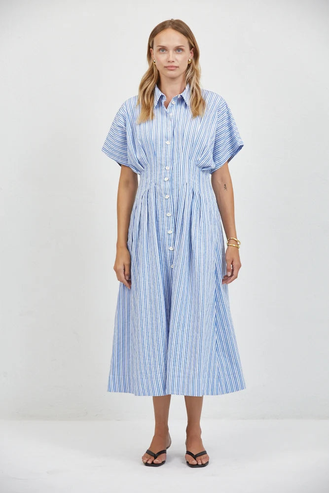Aster Stripes Shirt Dress | Blue