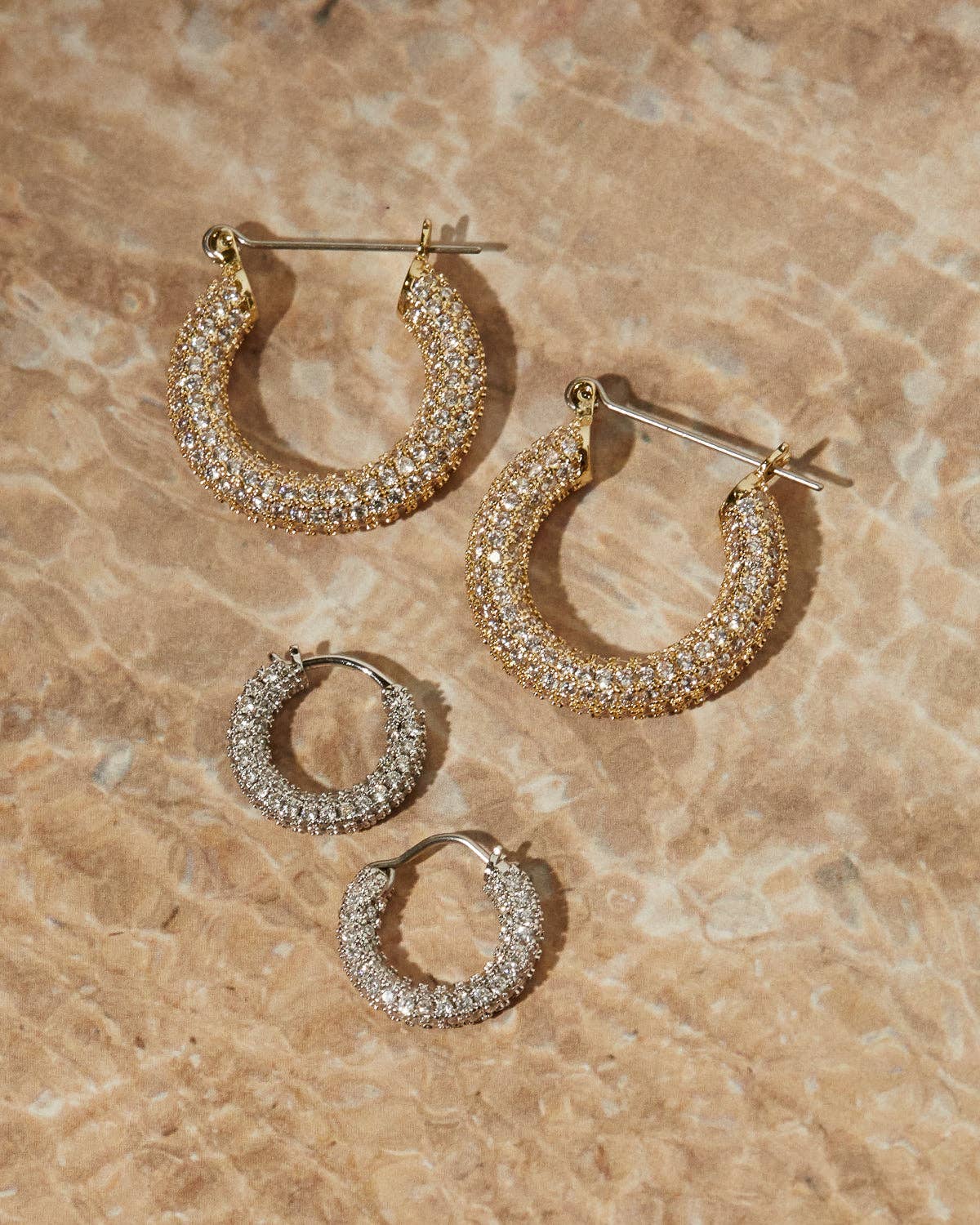 Pave Baby Amalfi Hoops | Gold