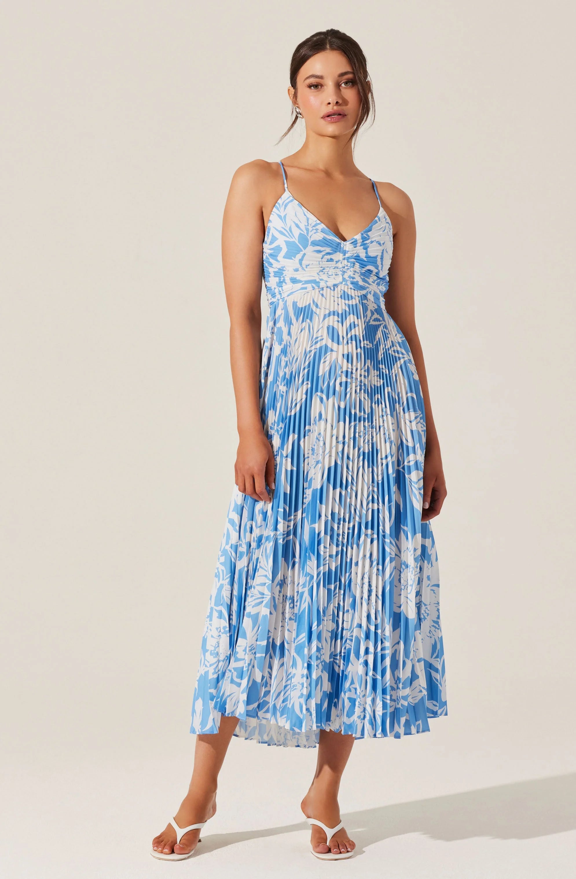Blythe Floral Plisse Midi Dress