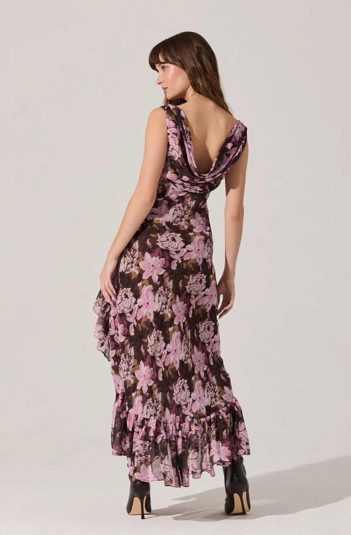 Cecilia Flora Cowl Neck Maxi Dress