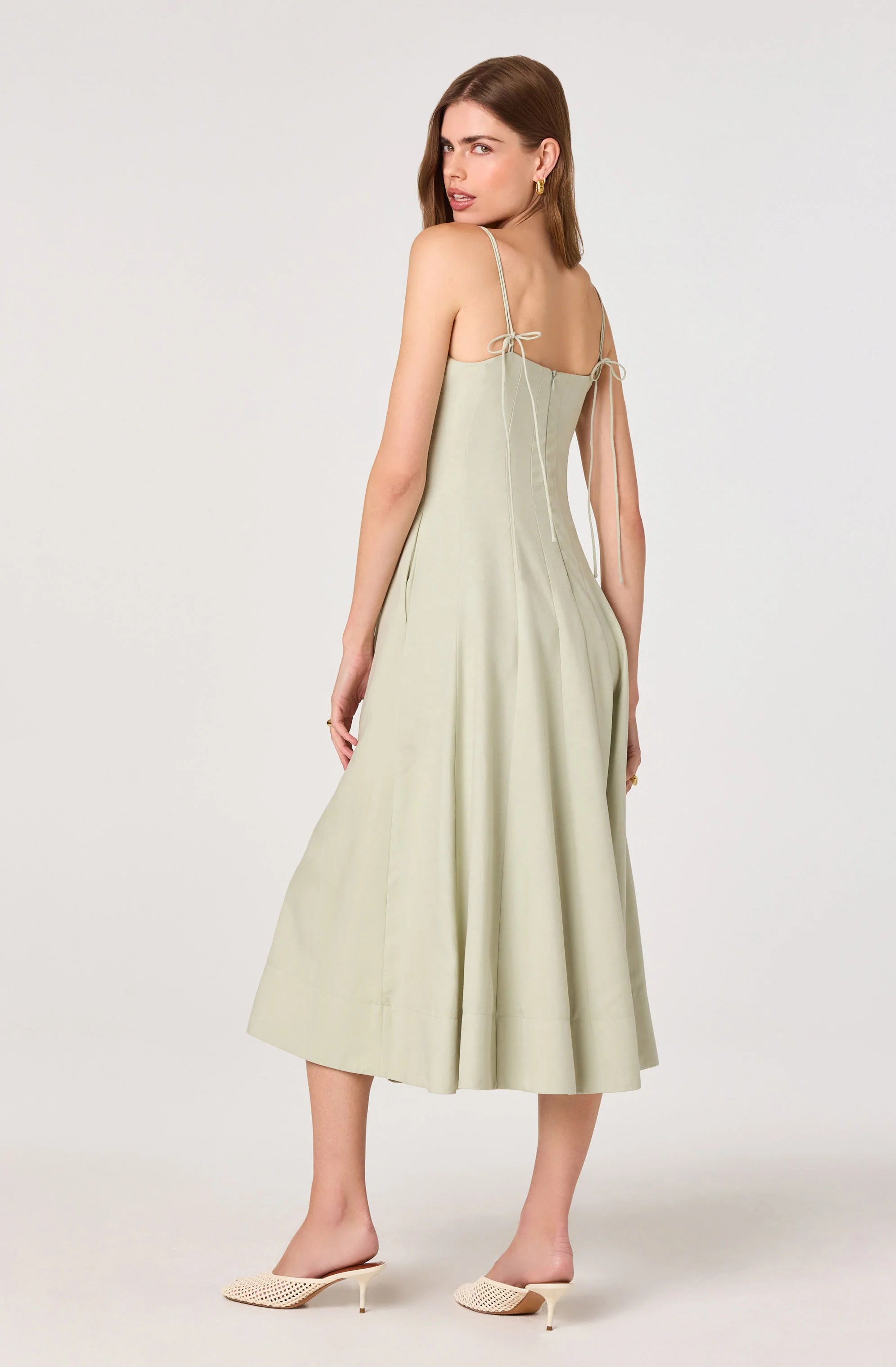 Trisha Square Neck Midi Dress | Pistachio