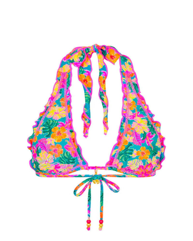 Lettuce Edge Halter Bikini Top | Paradise Pop
