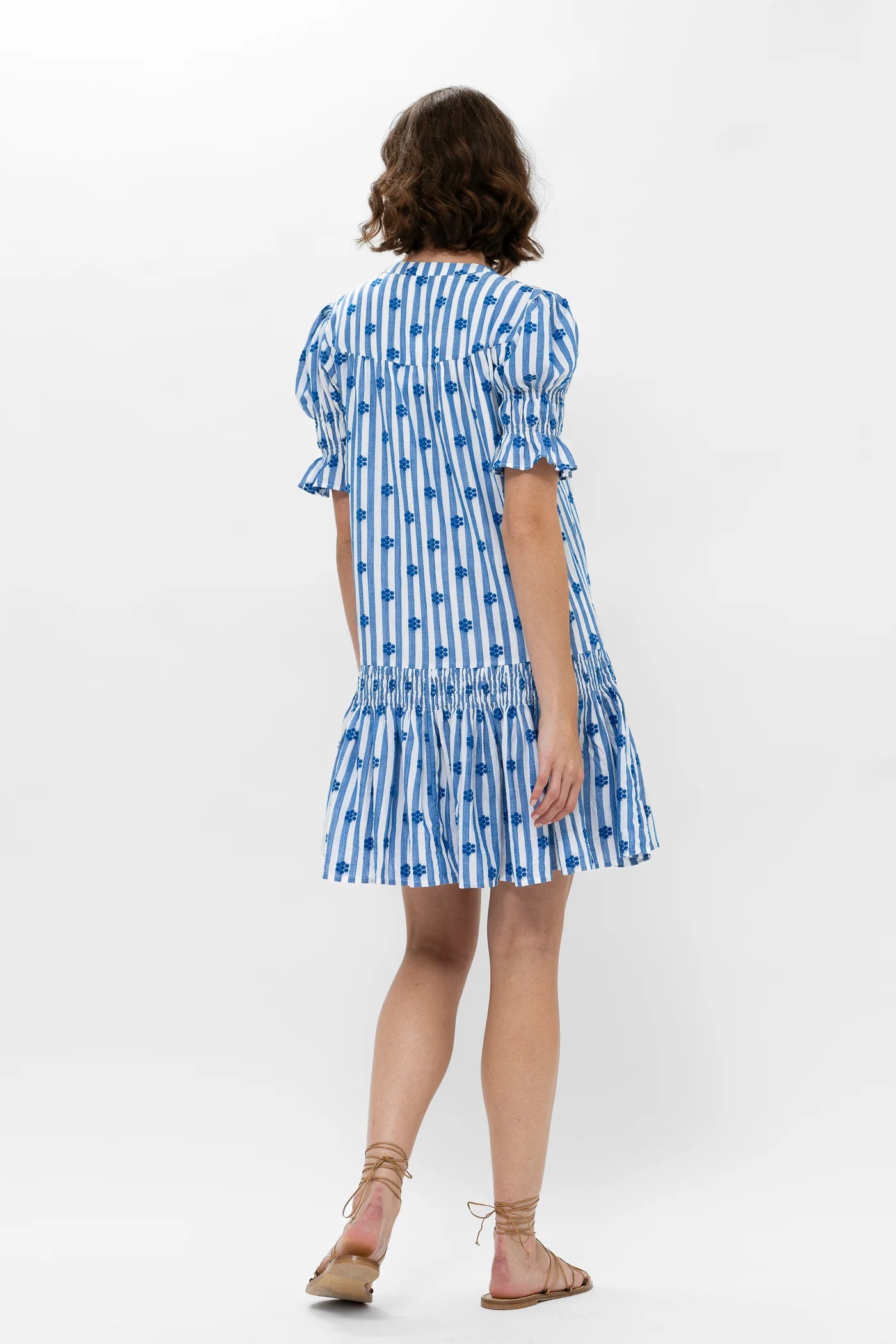 Smocked Drop Dress Mini in Capri Blue