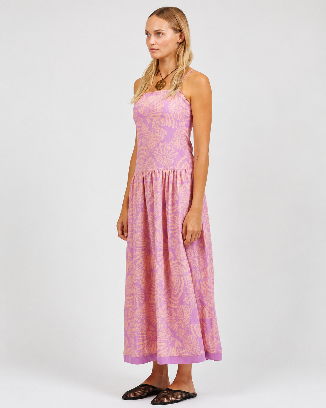Lilac Shell Midi Dress
