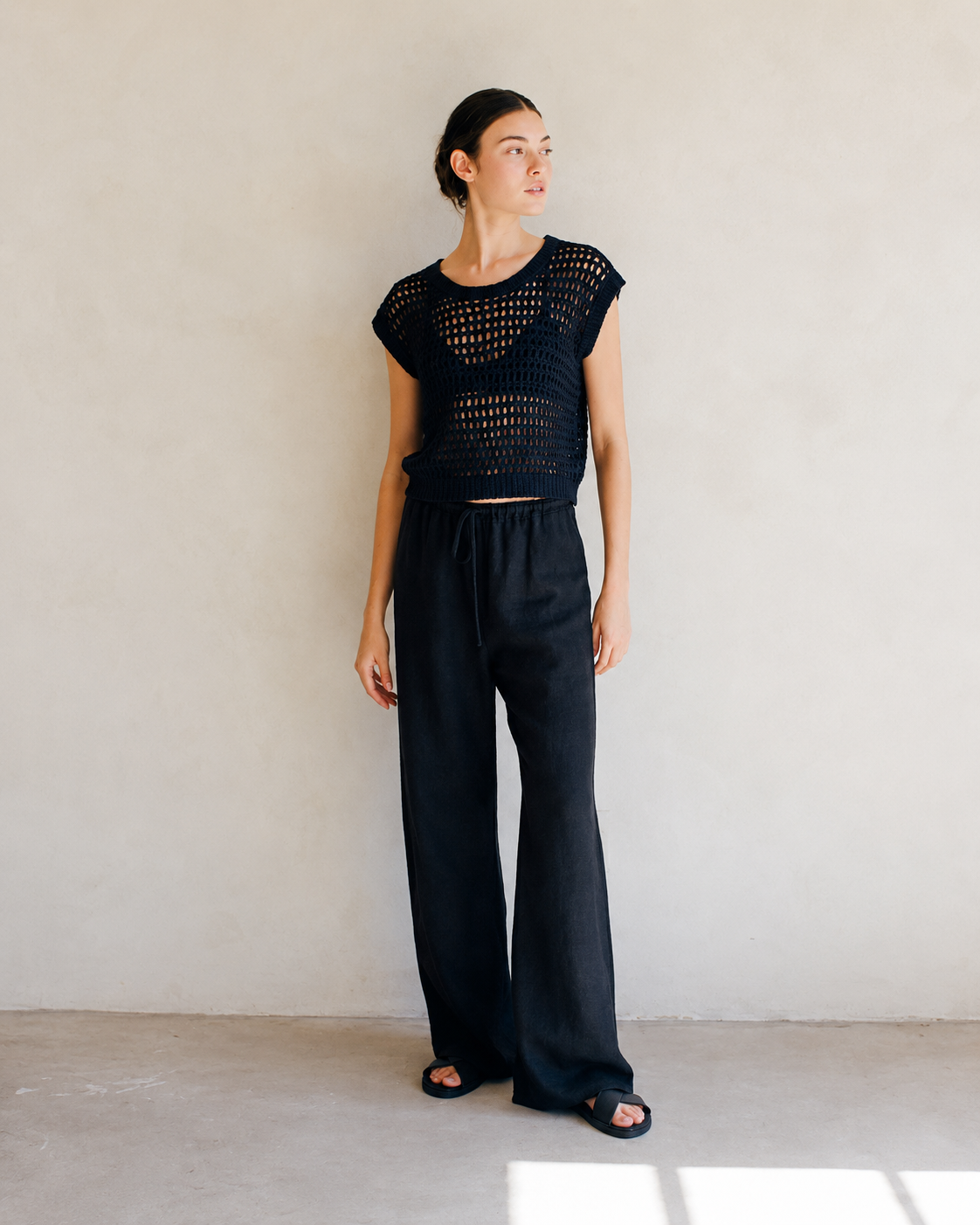 Coastal Crochet Round Neck Top