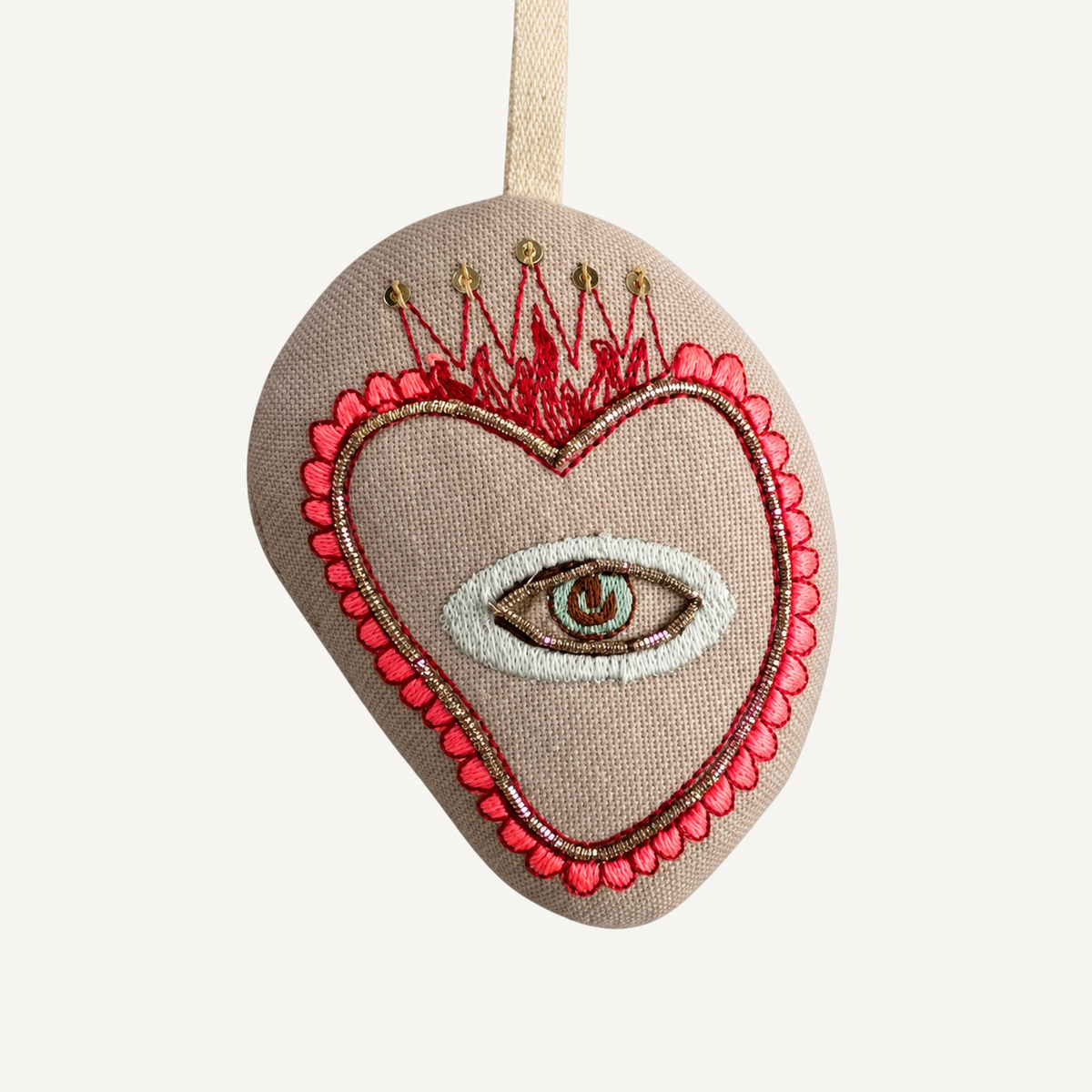 Cotton Sacred Heart Ornament