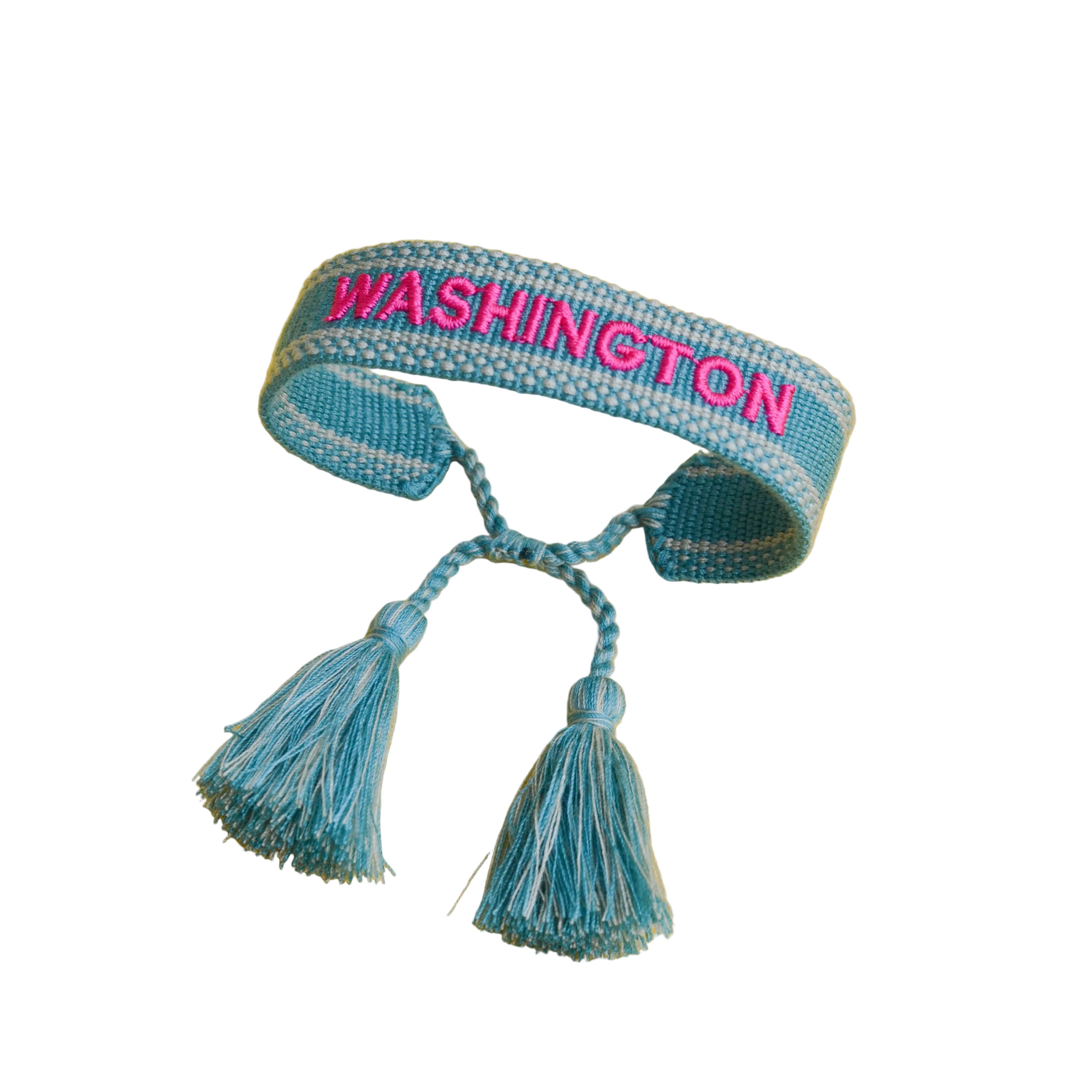 Washington Woven Bracelet | Teal and Hot Pink