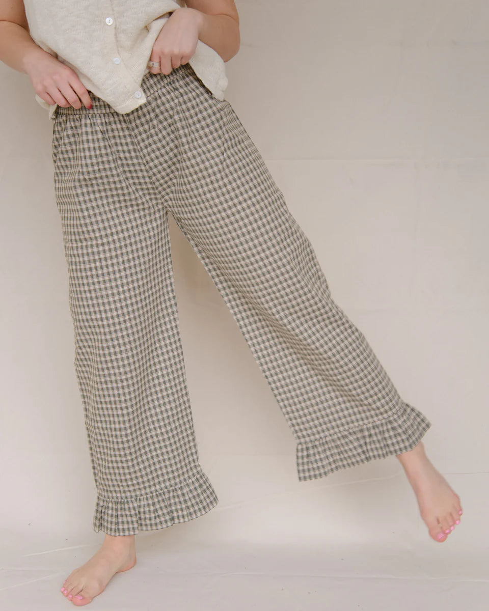 Boxer Pant in Green Gingham