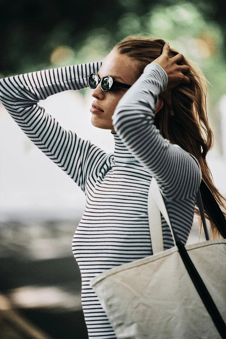 Tucker Cloud Knit Turtleneck Sweater in Montauk Stripe