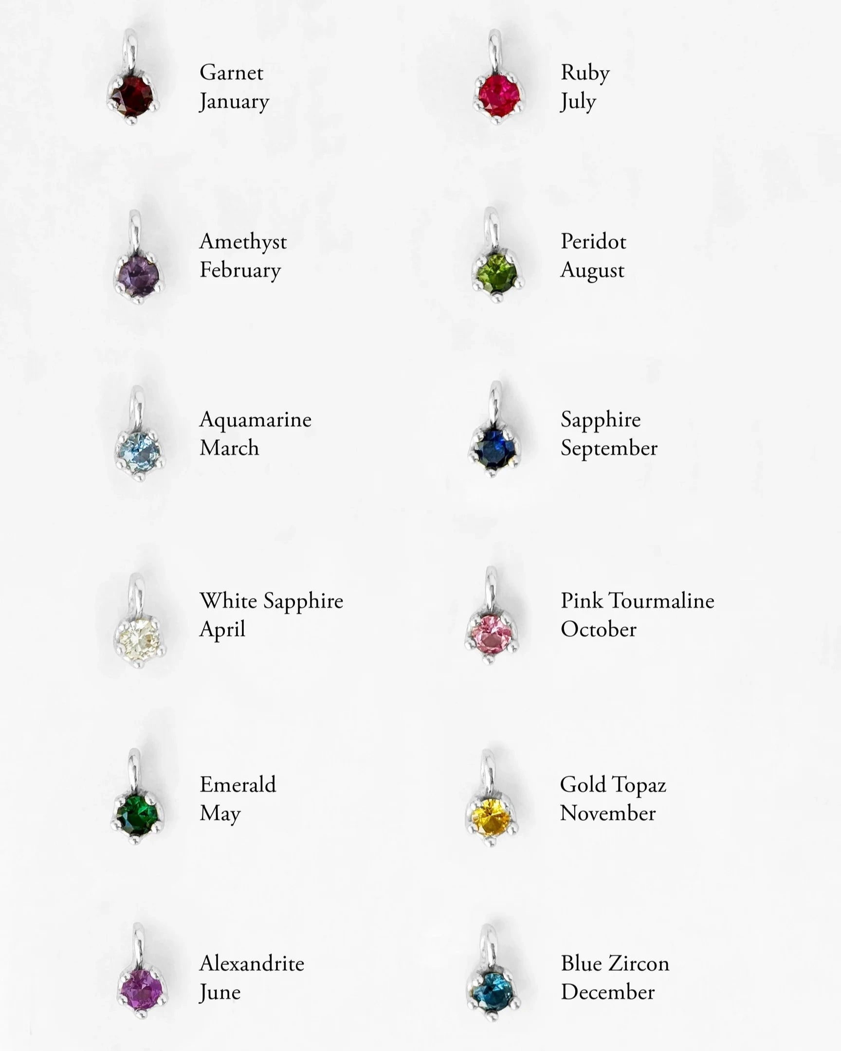 Silver Birthstone Necklace