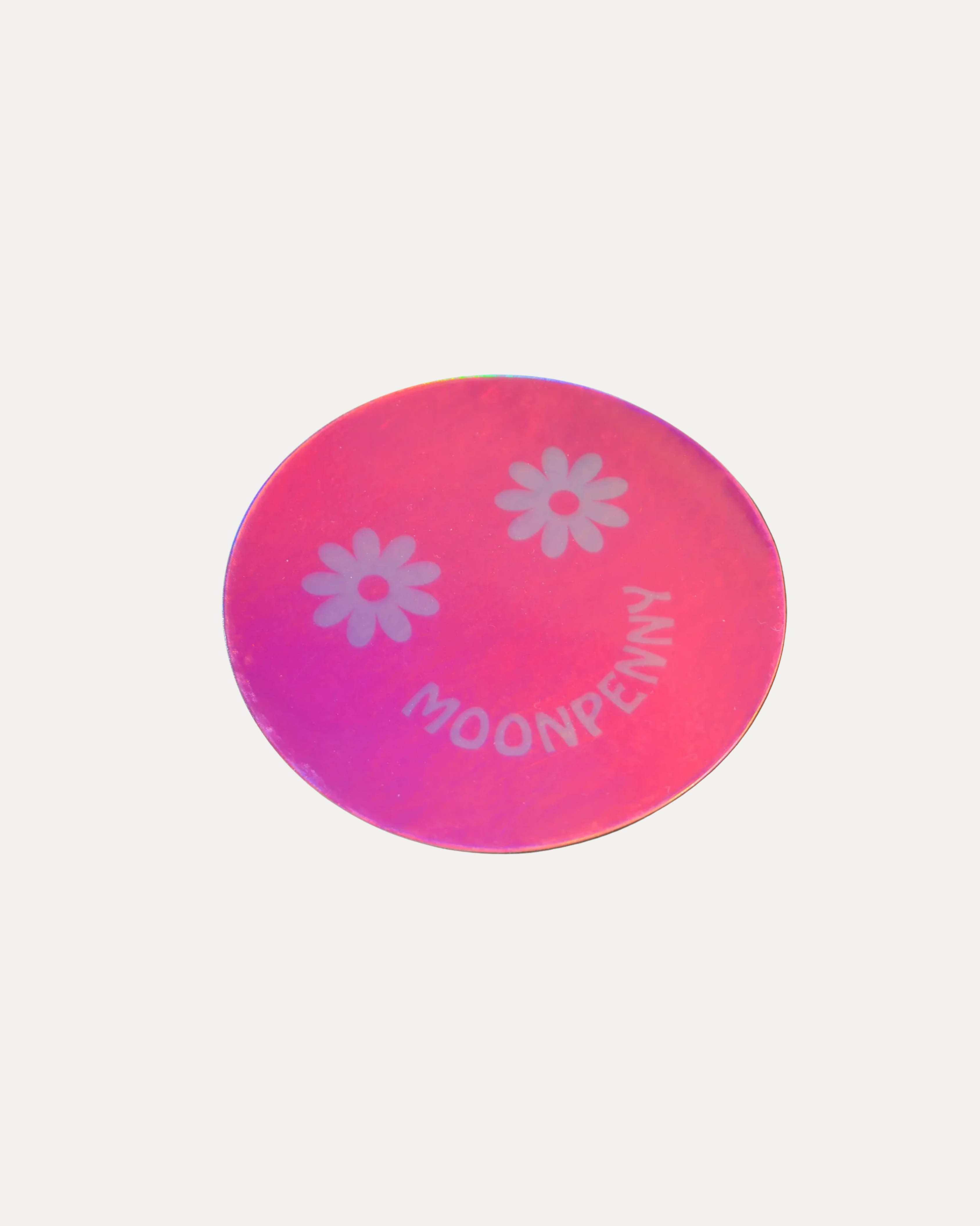 Daisy Face Vinyl Sticker | Holographic Pink
