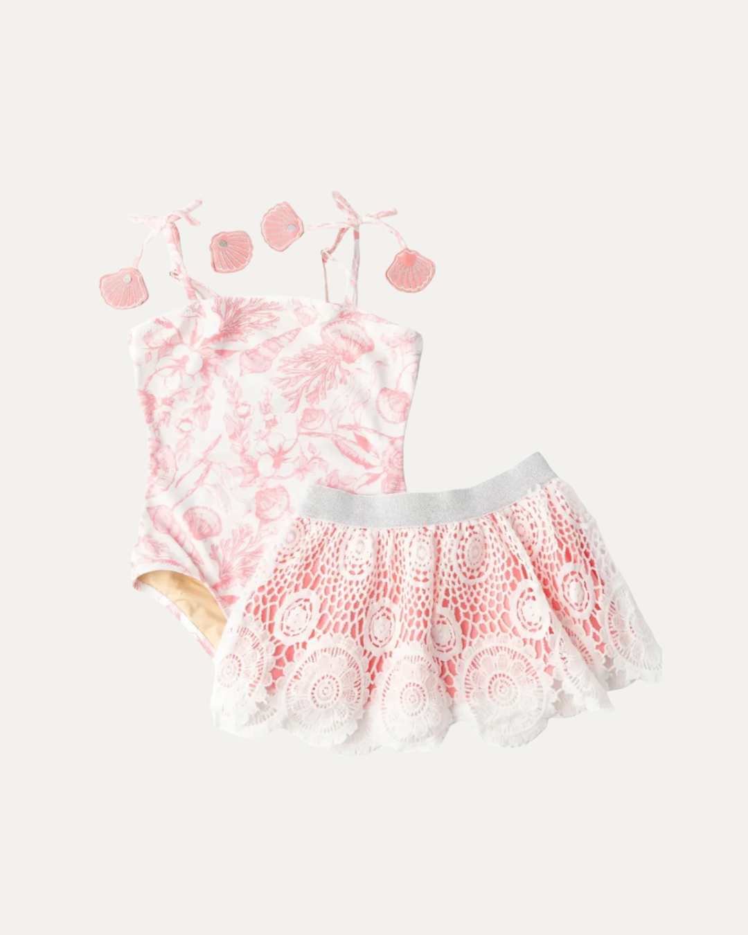 Girls One Piece & Skirt Swimsuit | Seaside Toile