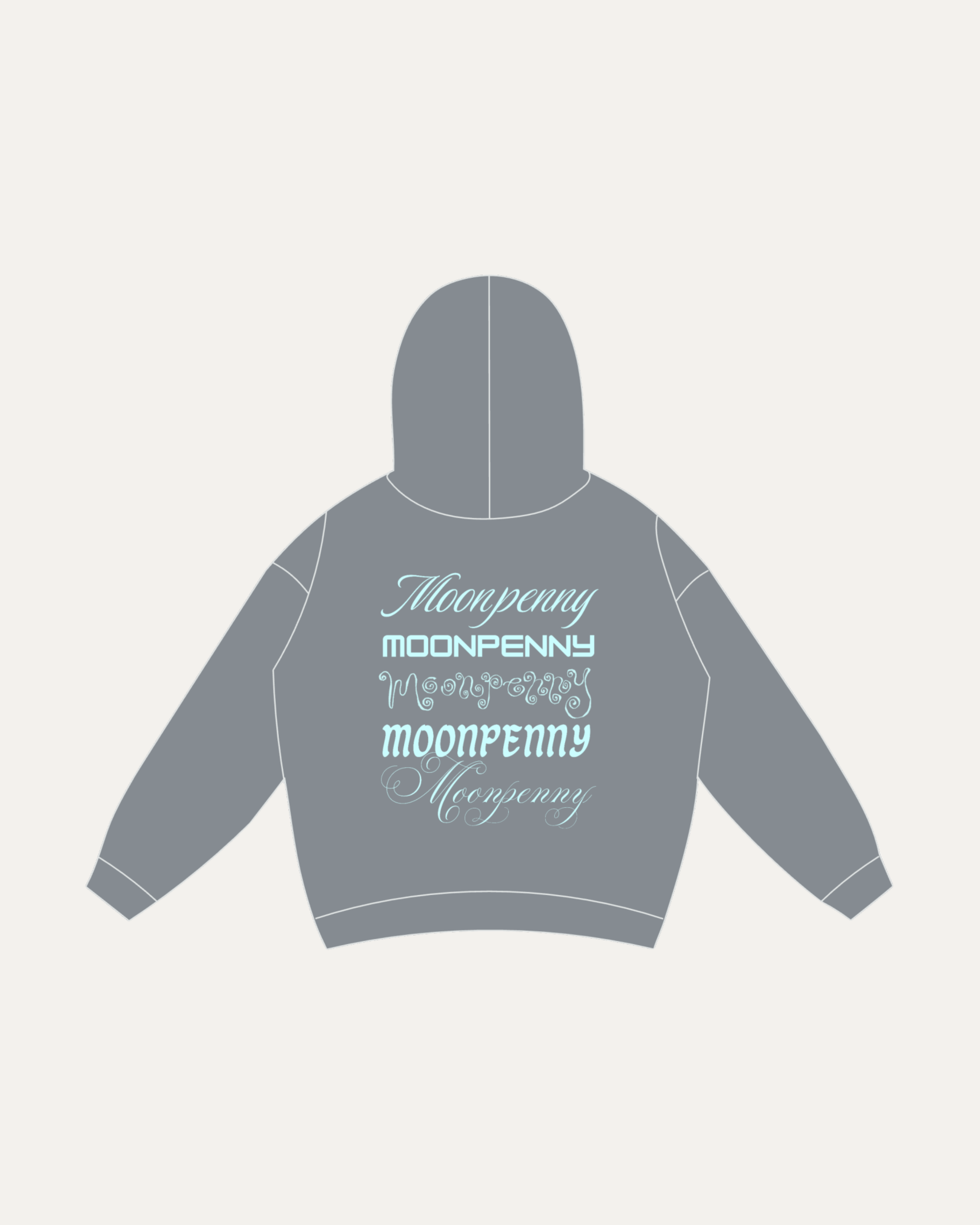 Type Study Zip Hoodie | Charcoal Aquamarine
