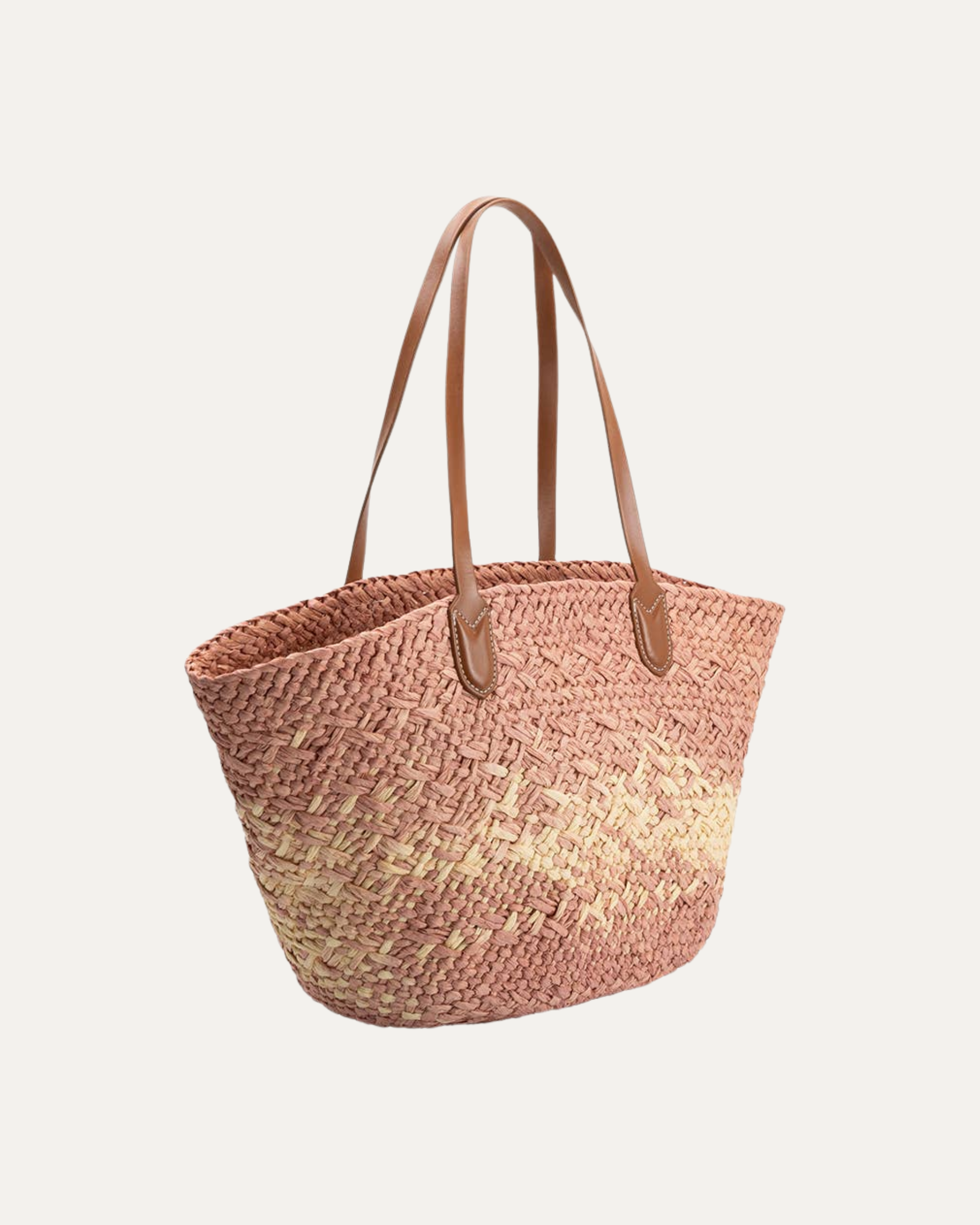 Sunset Blush Straw Tote Bag